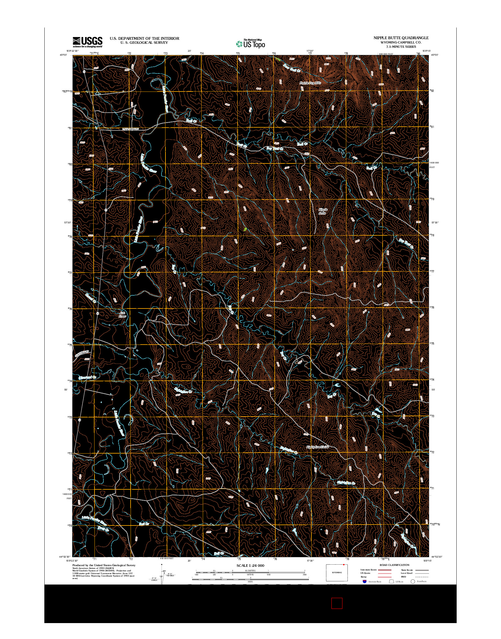 USGS US TOPO 7.5-MINUTE MAP FOR NIPPLE BUTTE, WY 2012