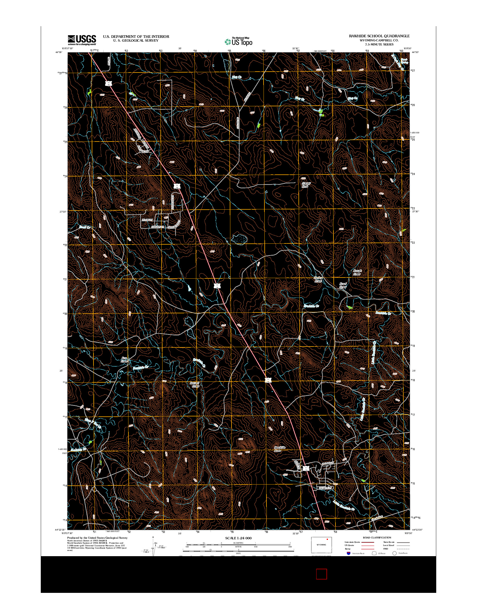 USGS US TOPO 7.5-MINUTE MAP FOR RAWHIDE SCHOOL, WY 2012