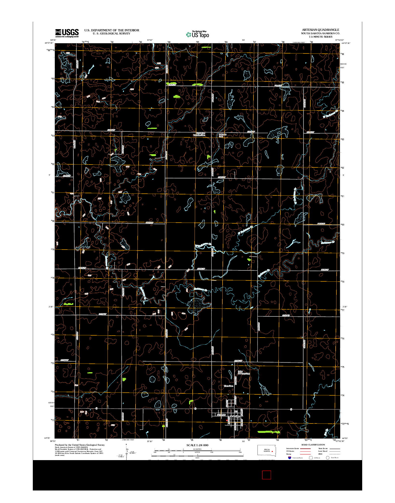 USGS US TOPO 7.5-MINUTE MAP FOR ARTESIAN, SD 2012