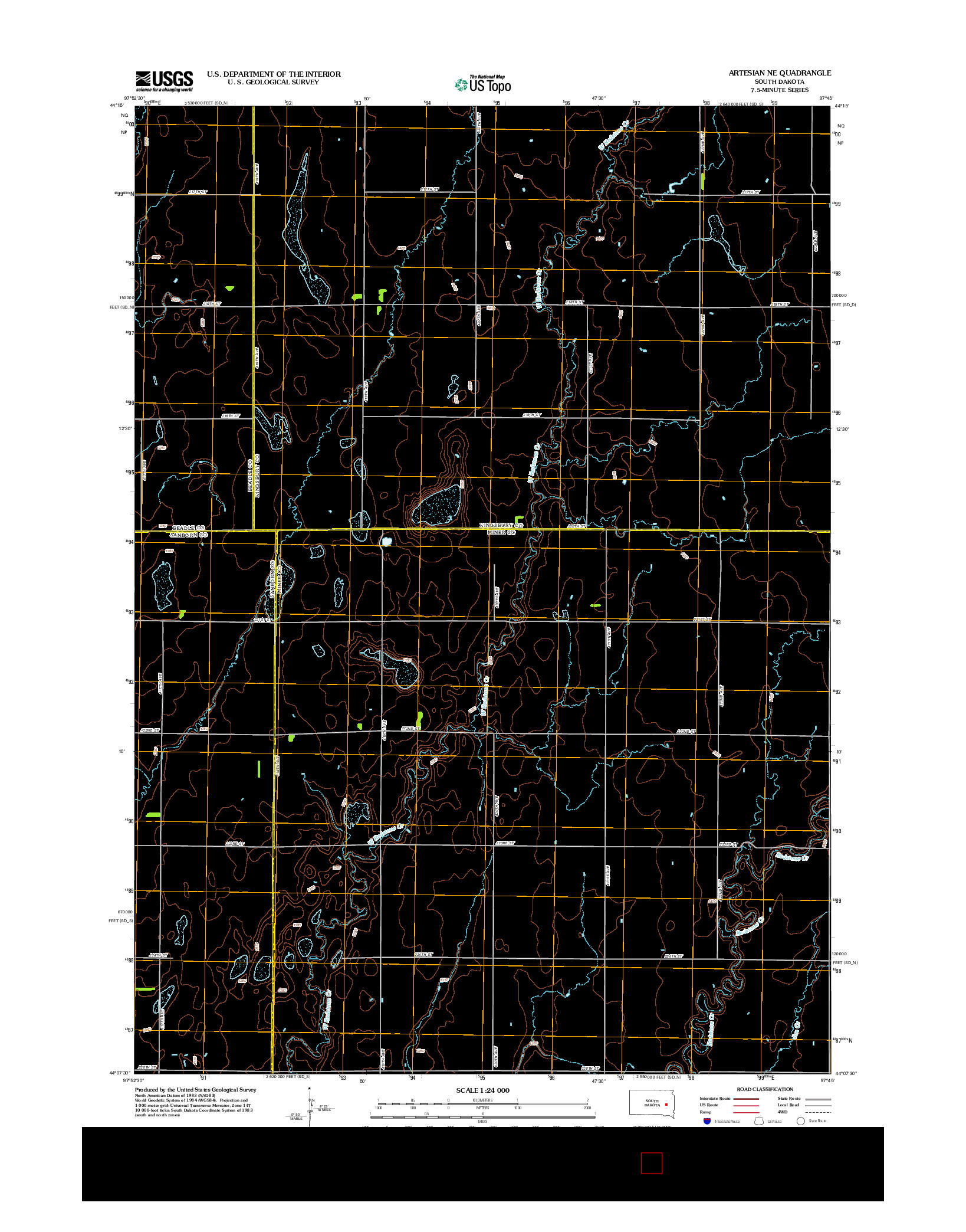 USGS US TOPO 7.5-MINUTE MAP FOR ARTESIAN NE, SD 2012