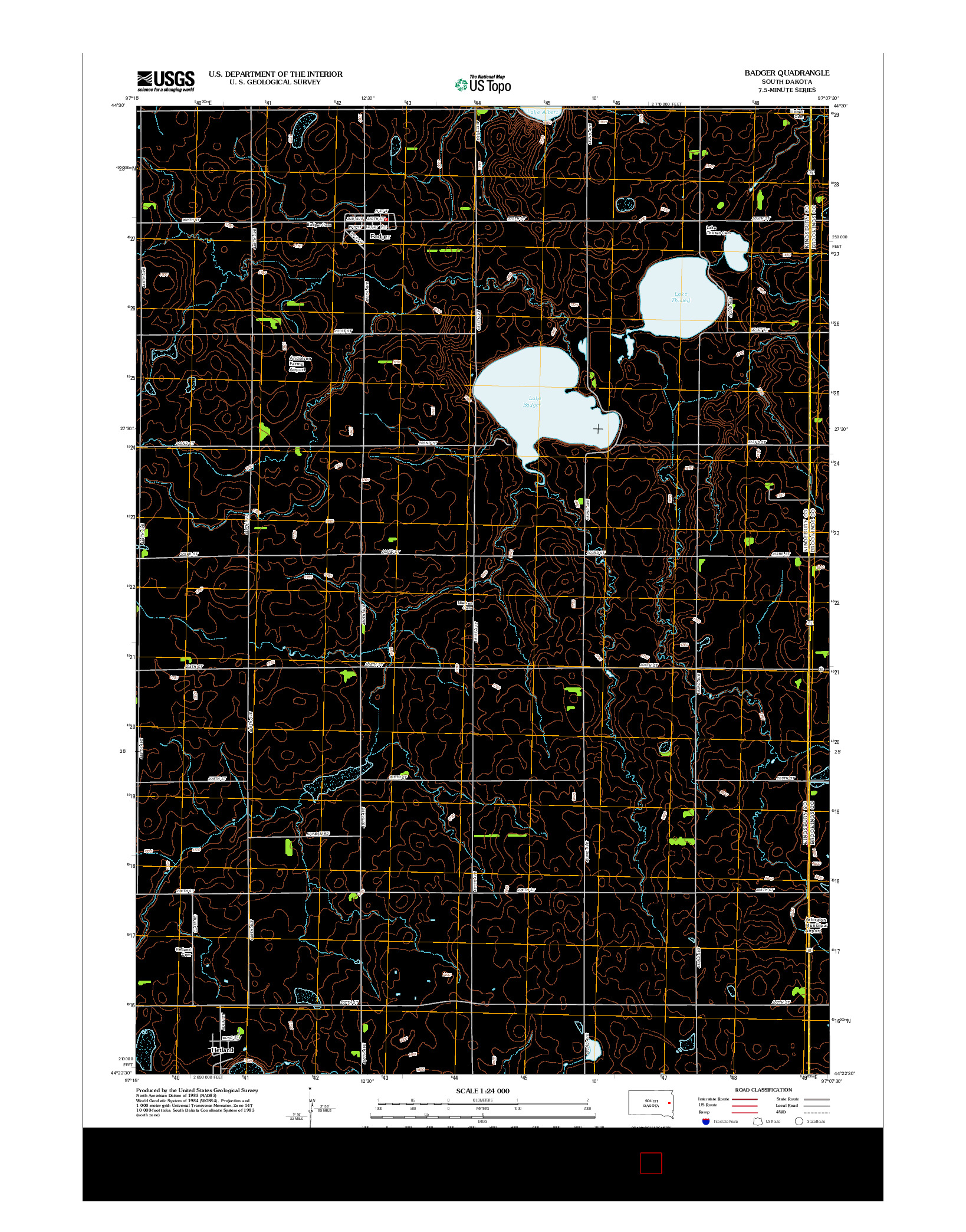 USGS US TOPO 7.5-MINUTE MAP FOR BADGER, SD 2012