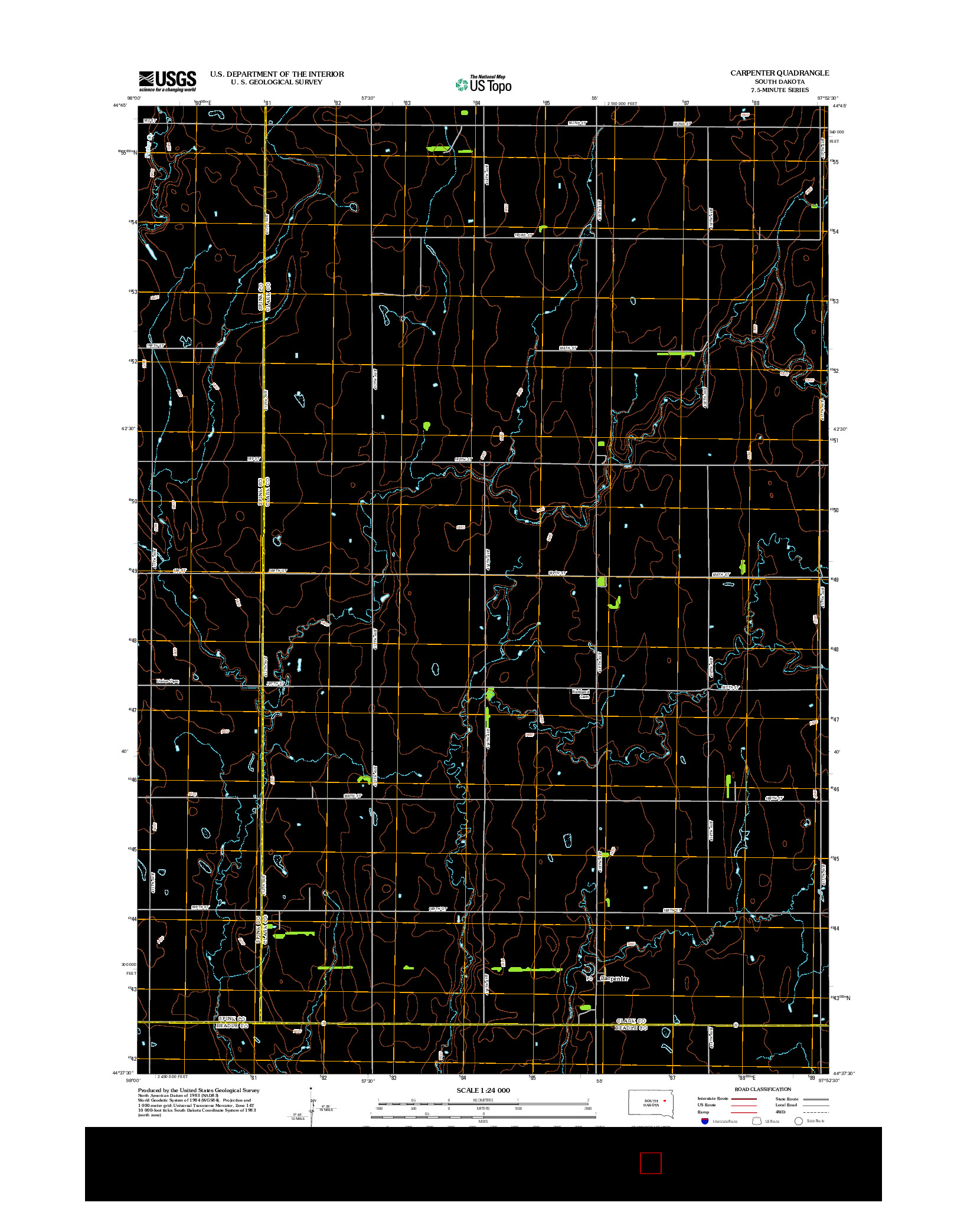 USGS US TOPO 7.5-MINUTE MAP FOR CARPENTER, SD 2012