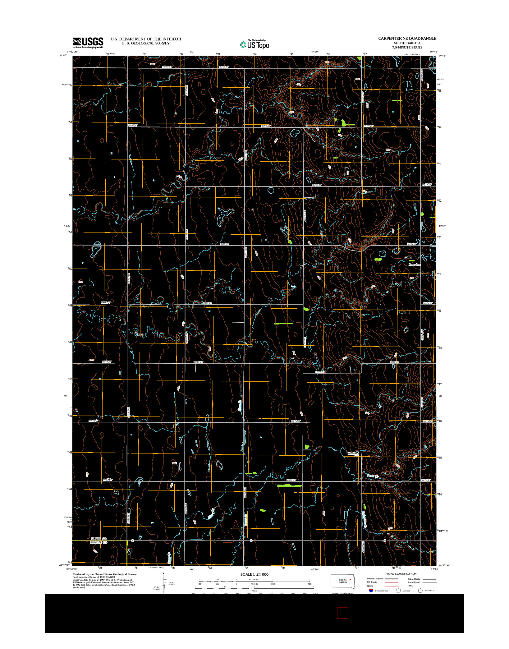 USGS US TOPO 7.5-MINUTE MAP FOR CARPENTER NE, SD 2012