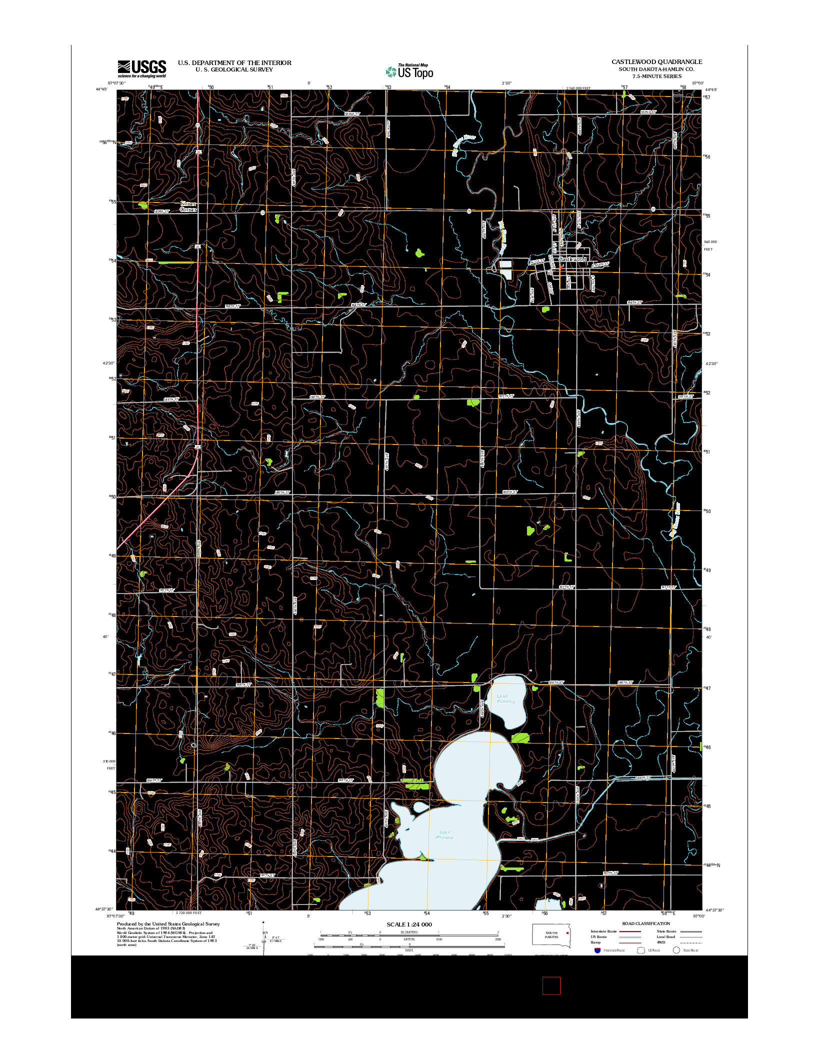 USGS US TOPO 7.5-MINUTE MAP FOR CASTLEWOOD, SD 2012