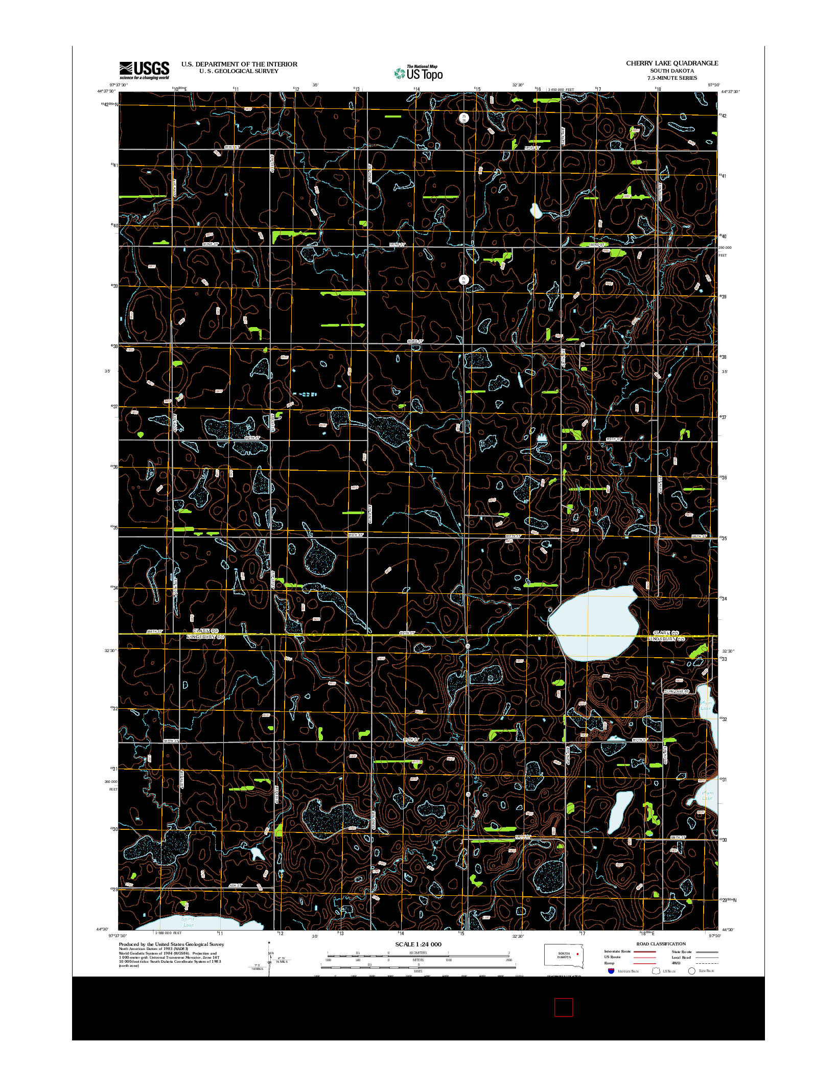 USGS US TOPO 7.5-MINUTE MAP FOR CHERRY LAKE, SD 2012