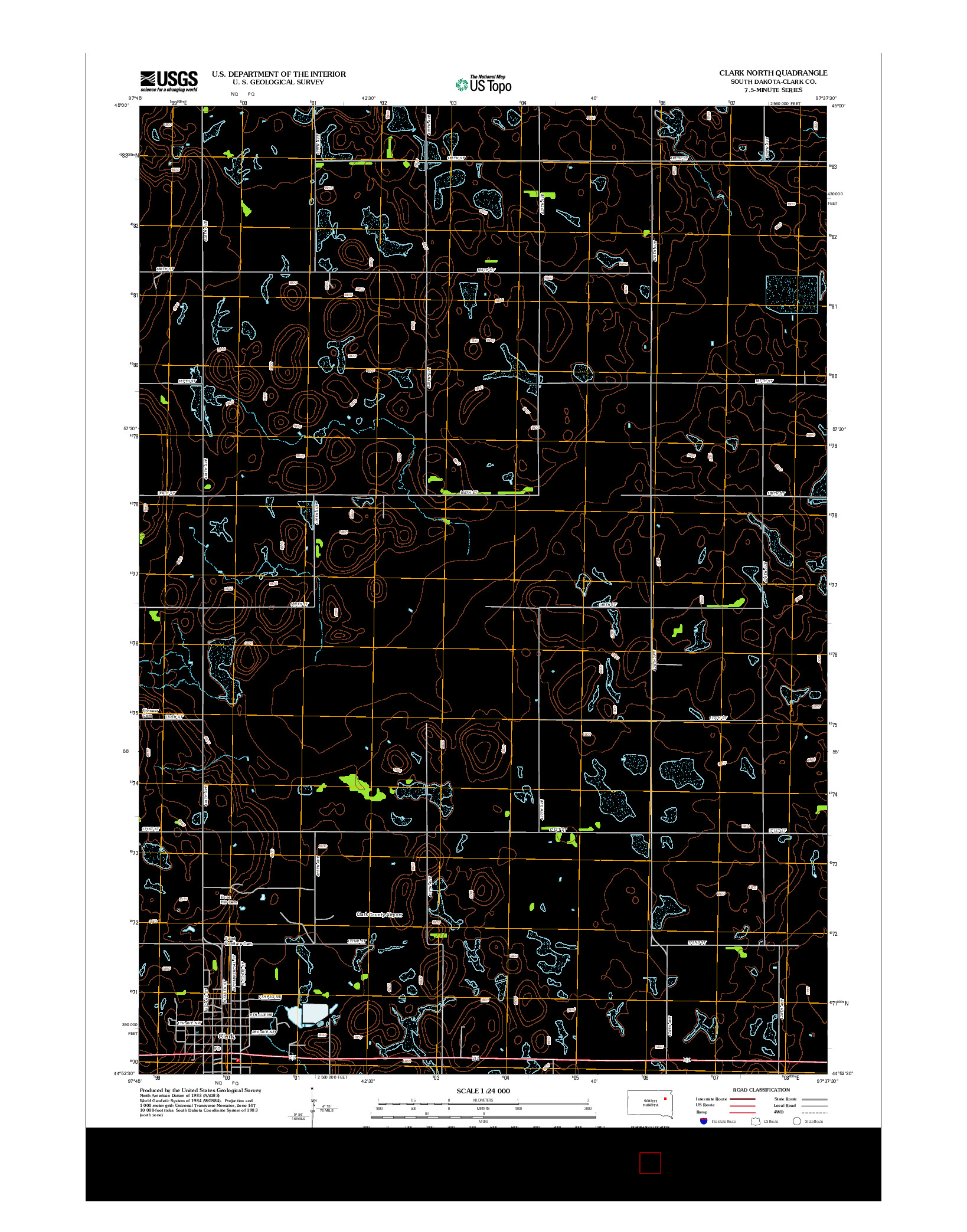 USGS US TOPO 7.5-MINUTE MAP FOR CLARK NORTH, SD 2012