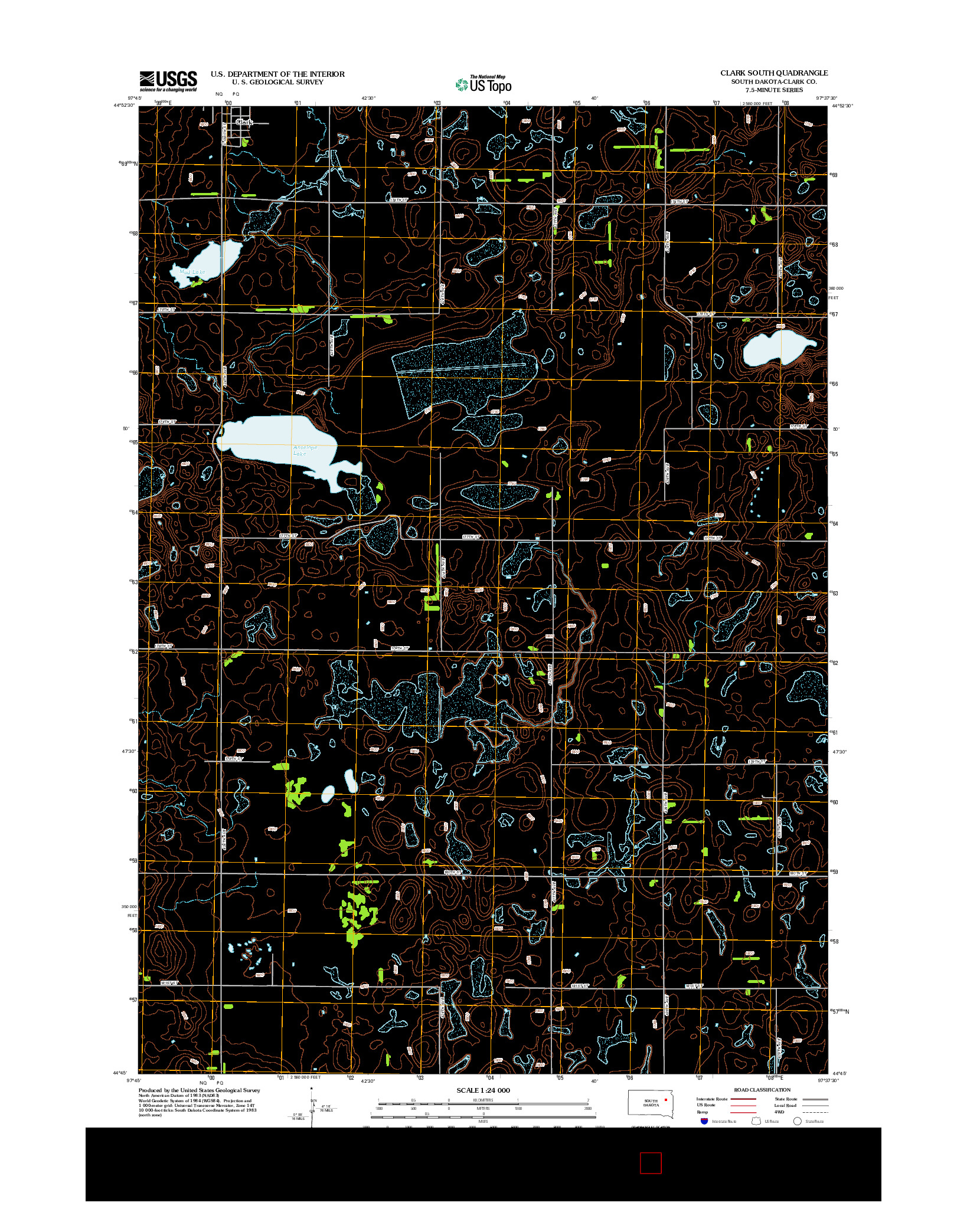 USGS US TOPO 7.5-MINUTE MAP FOR CLARK SOUTH, SD 2012