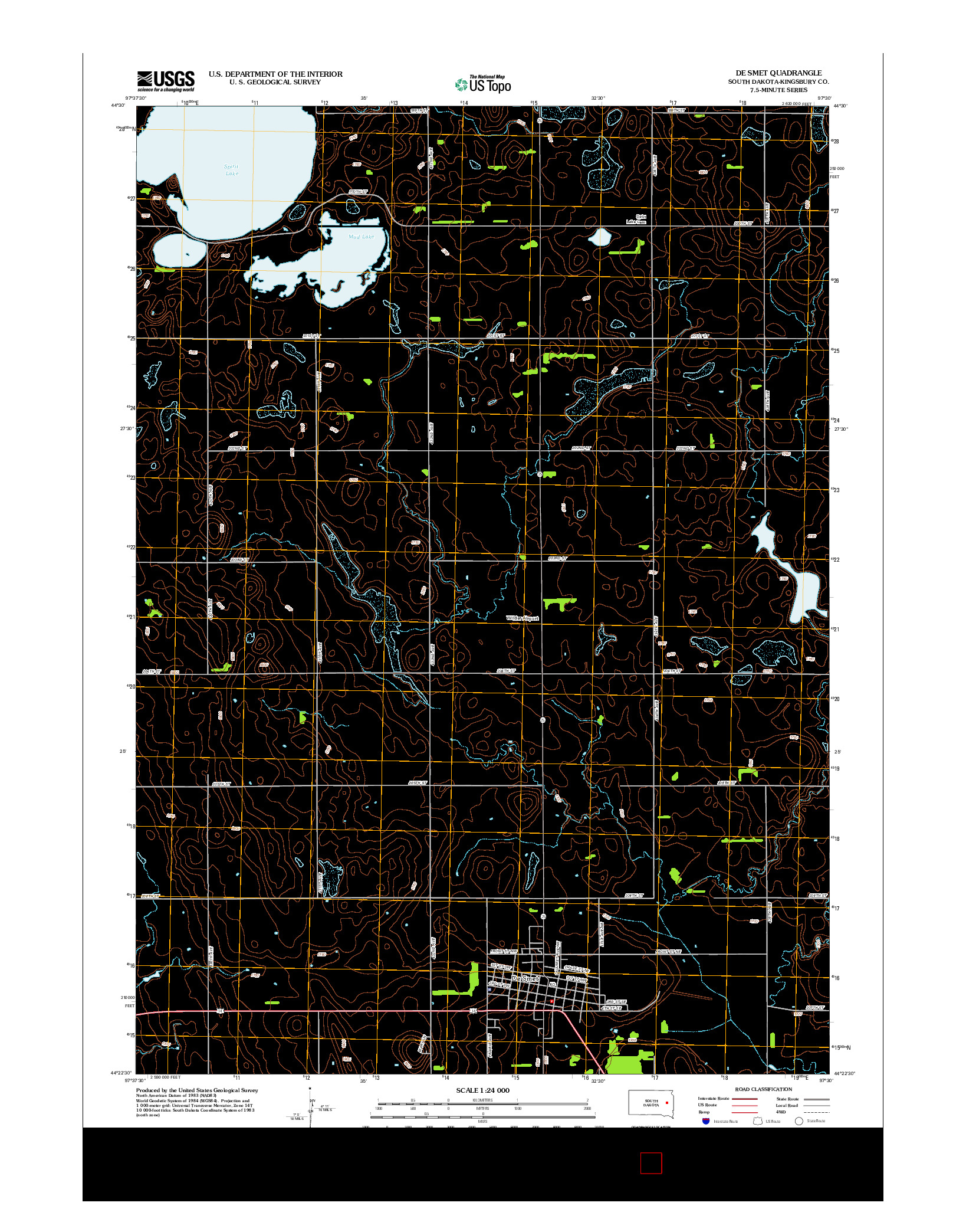 USGS US TOPO 7.5-MINUTE MAP FOR DE SMET, SD 2012