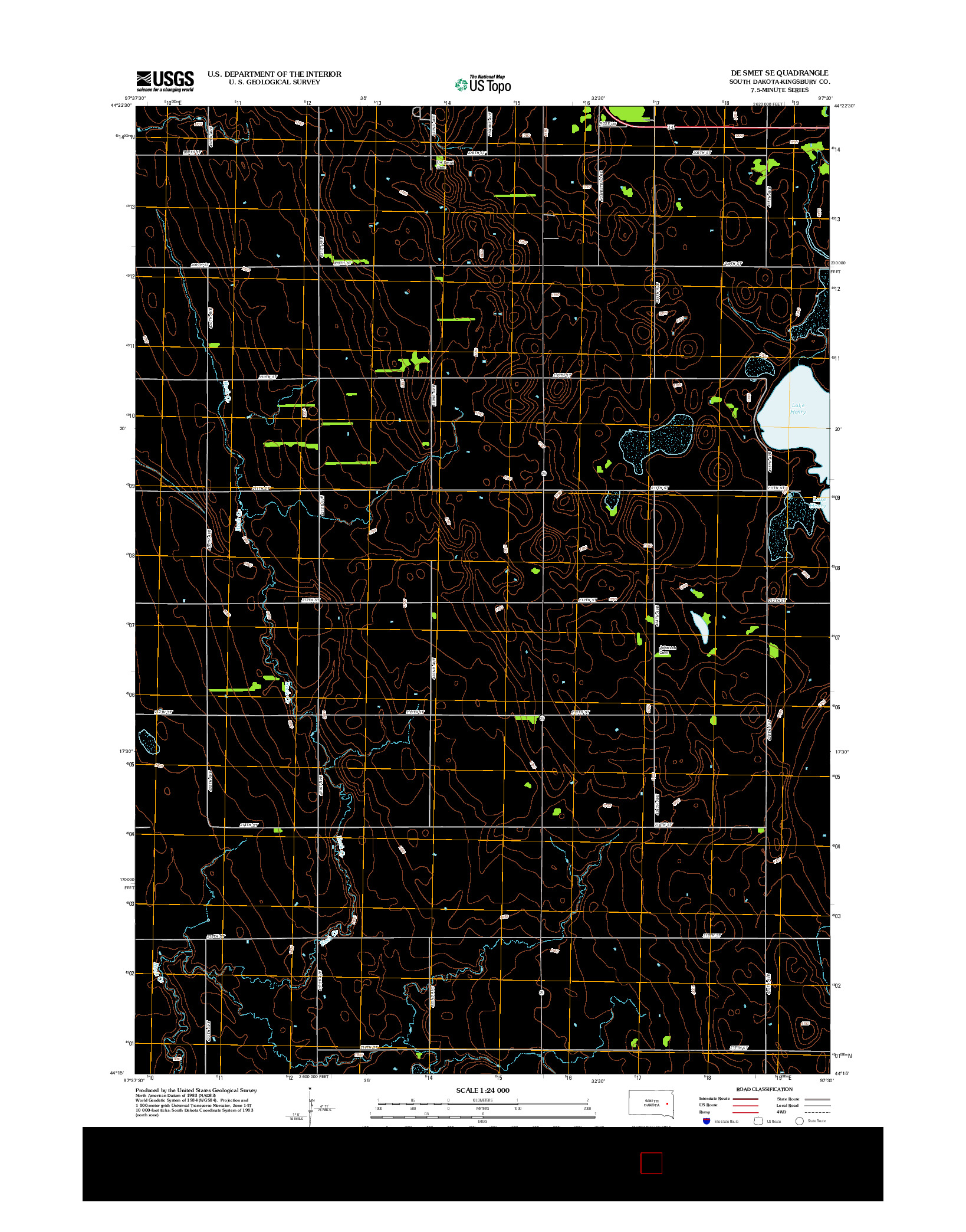 USGS US TOPO 7.5-MINUTE MAP FOR DE SMET SE, SD 2012