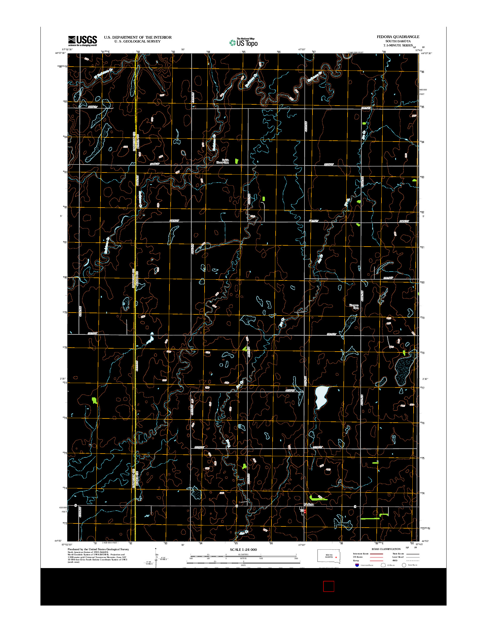 USGS US TOPO 7.5-MINUTE MAP FOR FEDORA, SD 2012