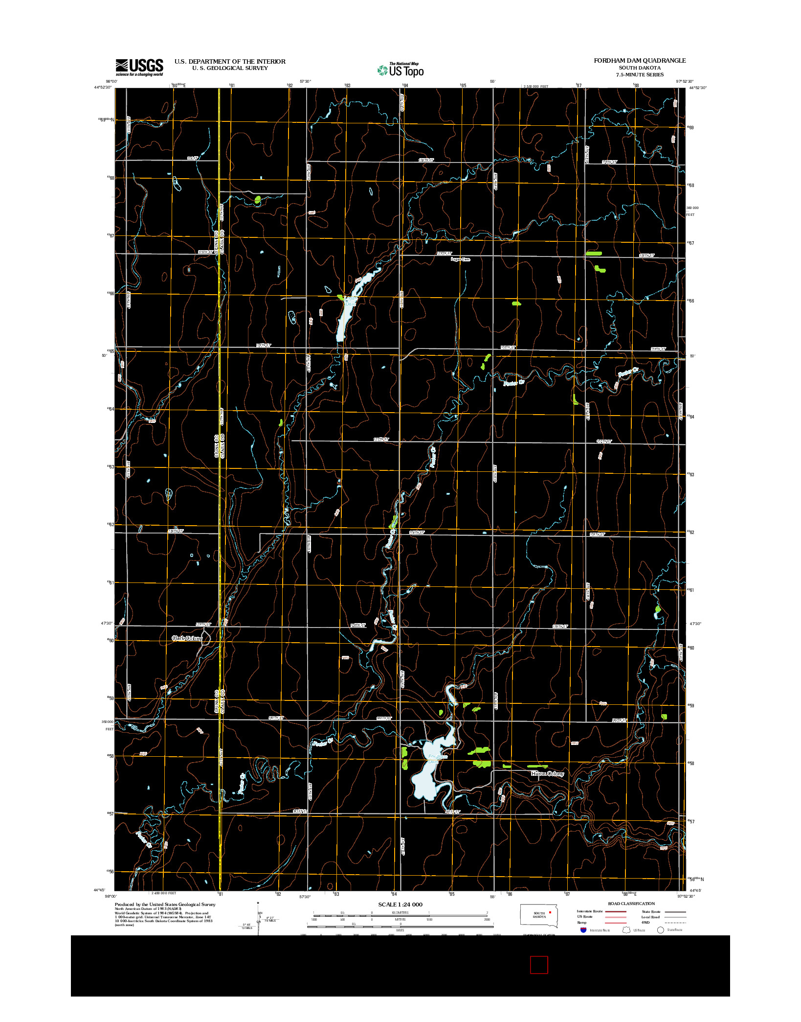 USGS US TOPO 7.5-MINUTE MAP FOR FORDHAM DAM, SD 2012
