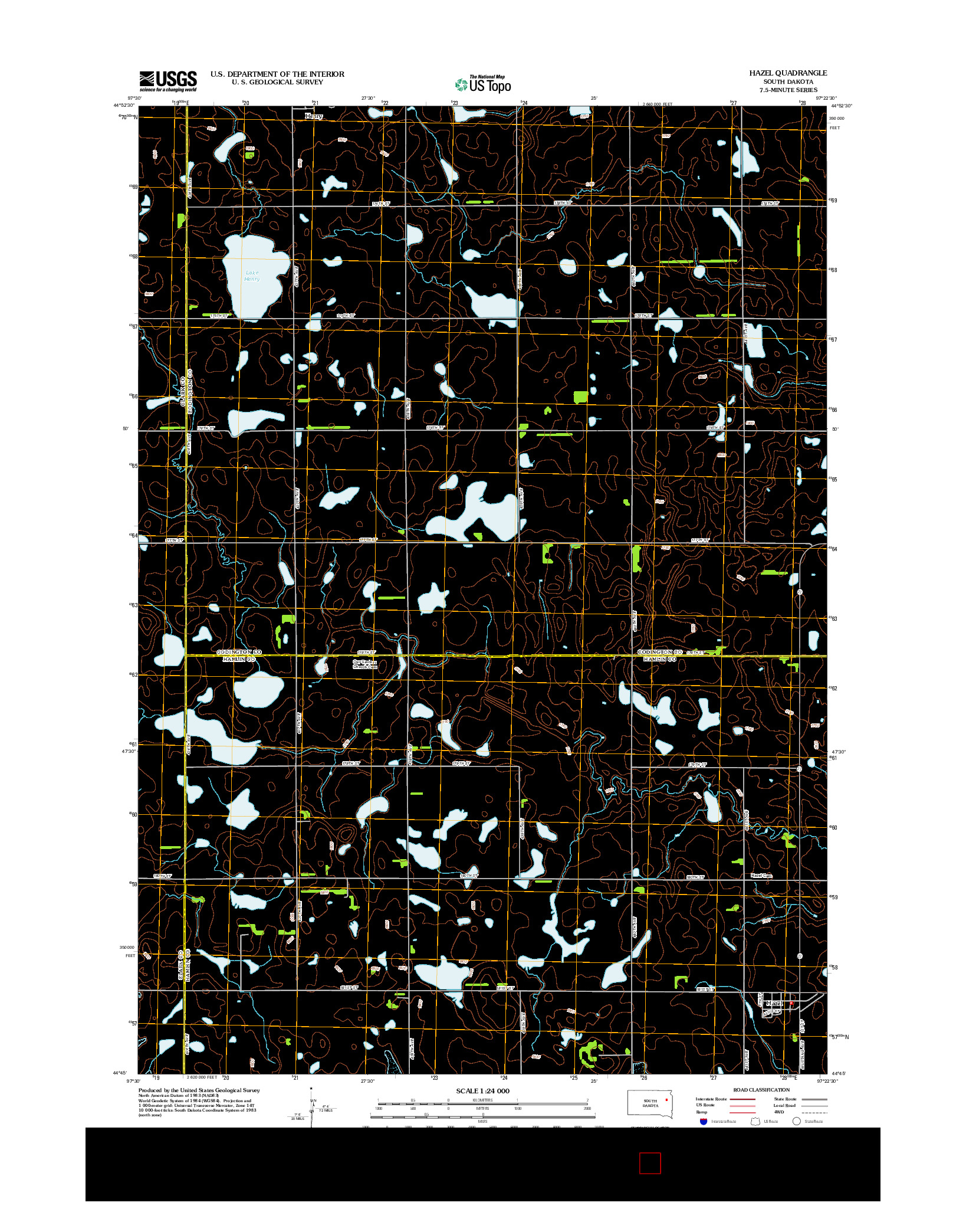 USGS US TOPO 7.5-MINUTE MAP FOR HAZEL, SD 2012