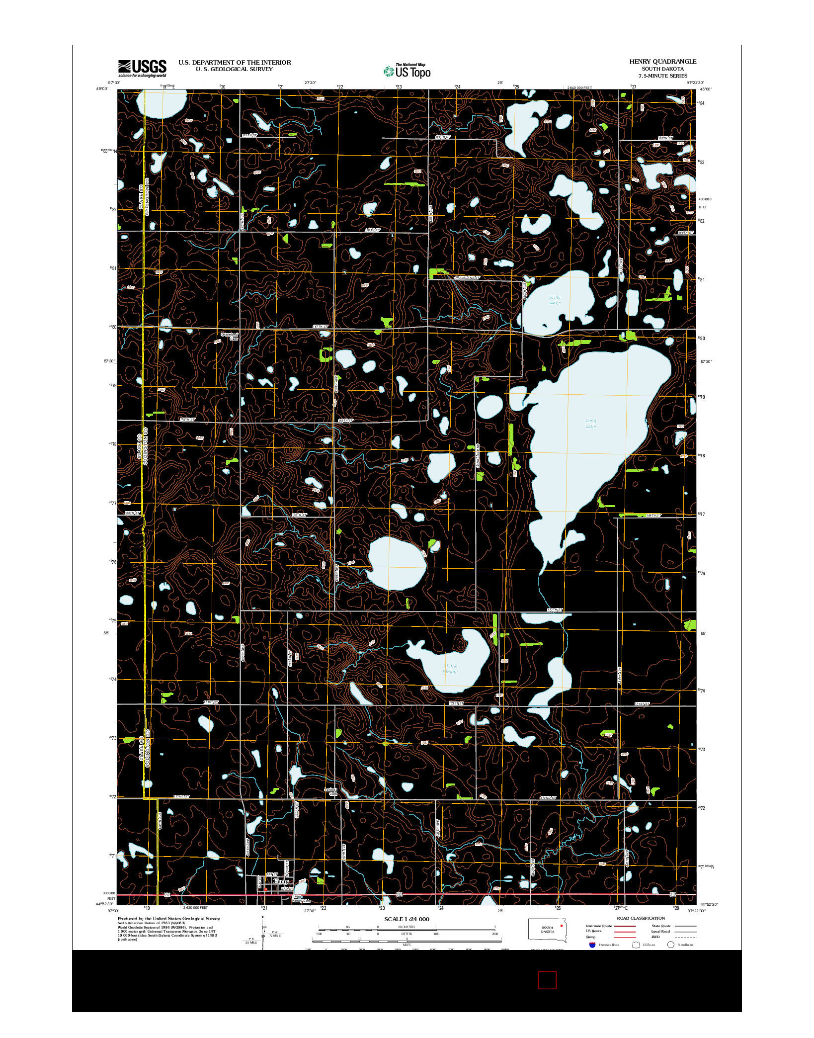 USGS US TOPO 7.5-MINUTE MAP FOR HENRY, SD 2012