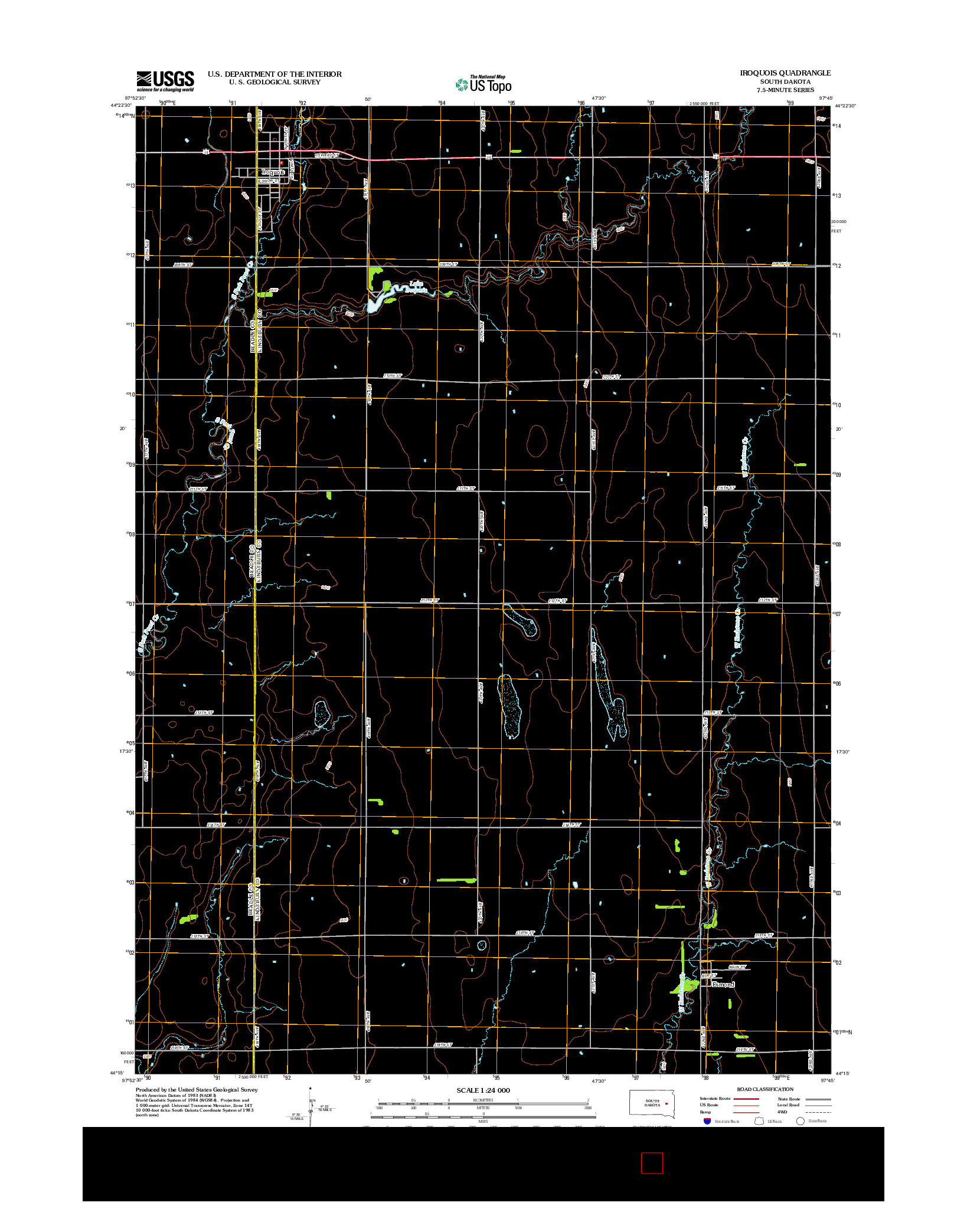 USGS US TOPO 7.5-MINUTE MAP FOR IROQUOIS, SD 2012