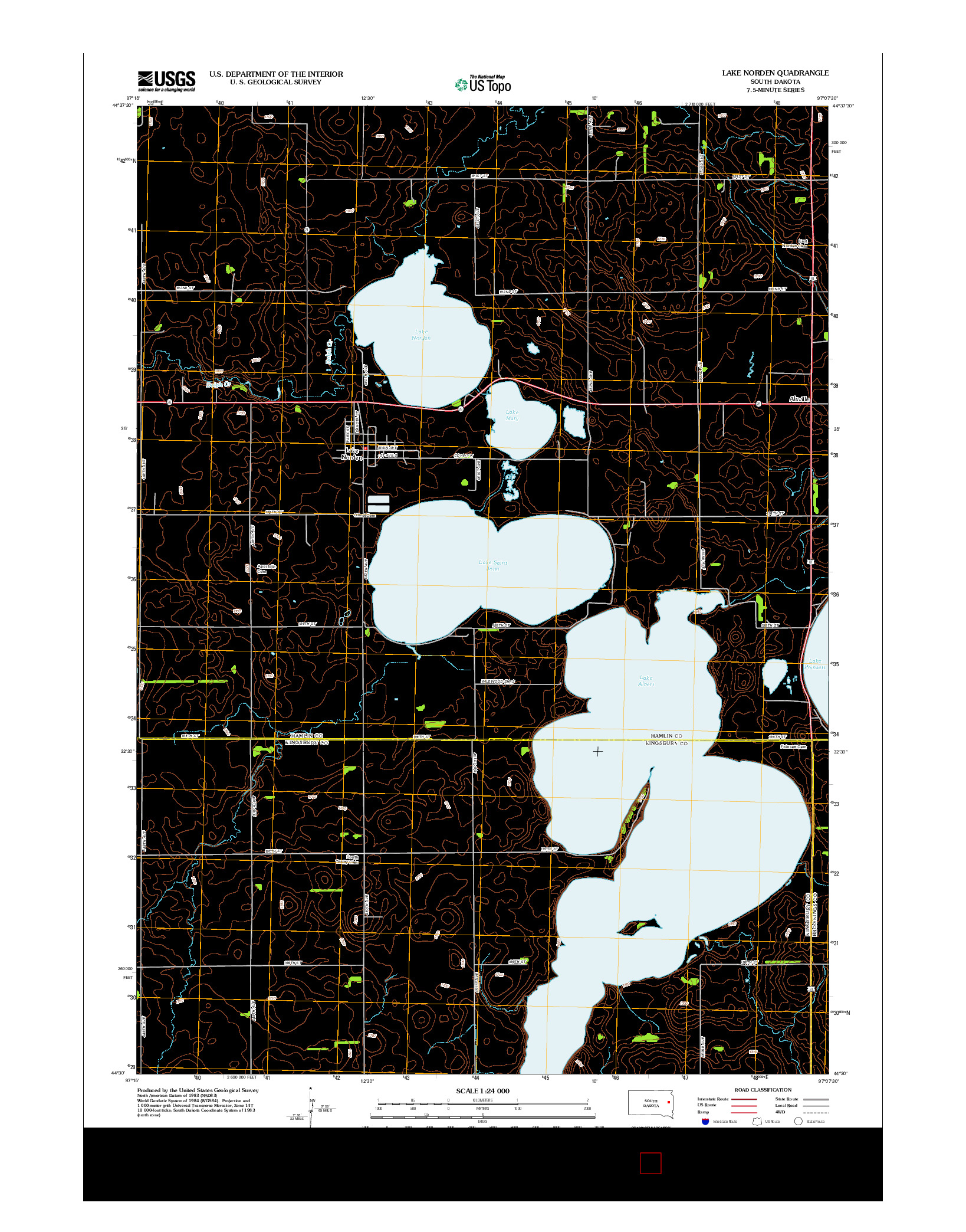 USGS US TOPO 7.5-MINUTE MAP FOR LAKE NORDEN, SD 2012