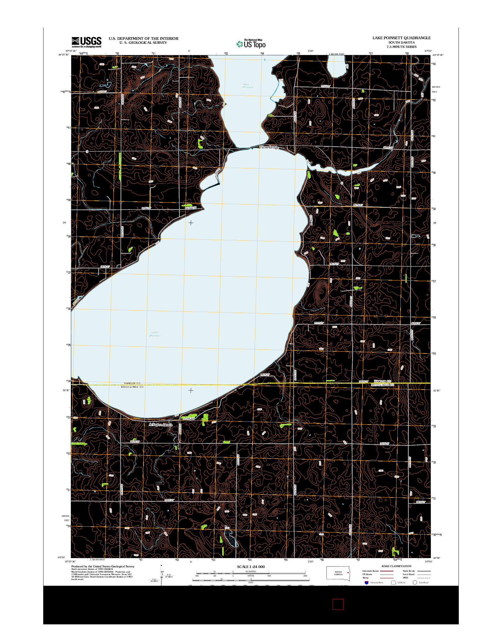 USGS US TOPO 7.5-MINUTE MAP FOR LAKE POINSETT, SD 2012