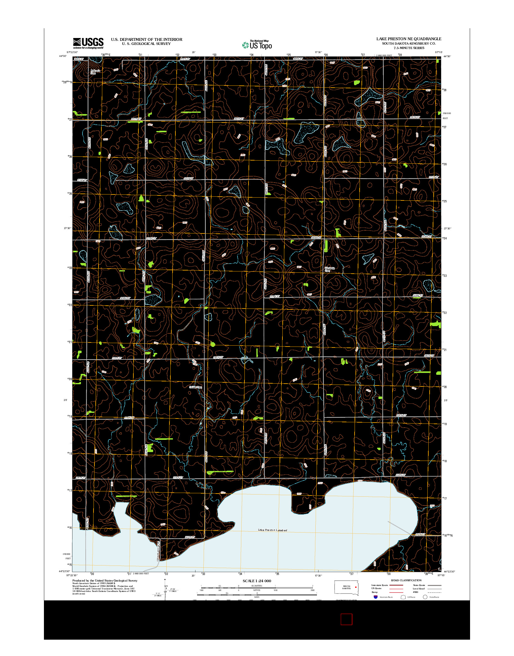 USGS US TOPO 7.5-MINUTE MAP FOR LAKE PRESTON NE, SD 2012