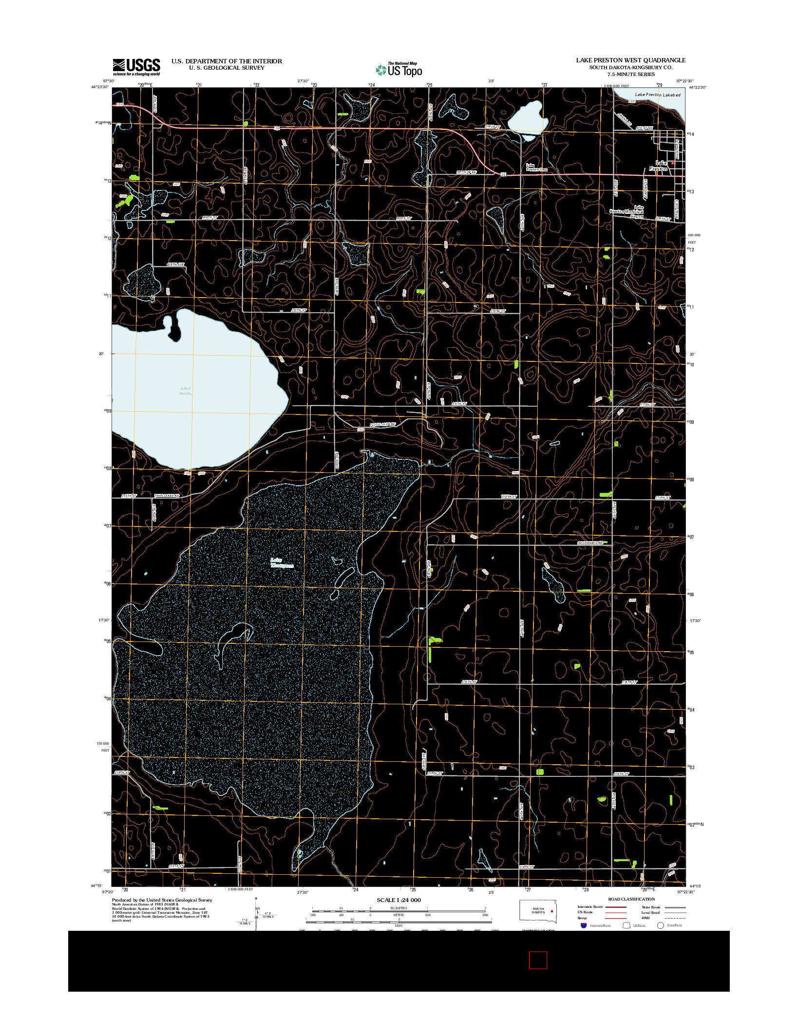 USGS US TOPO 7.5-MINUTE MAP FOR LAKE PRESTON WEST, SD 2012