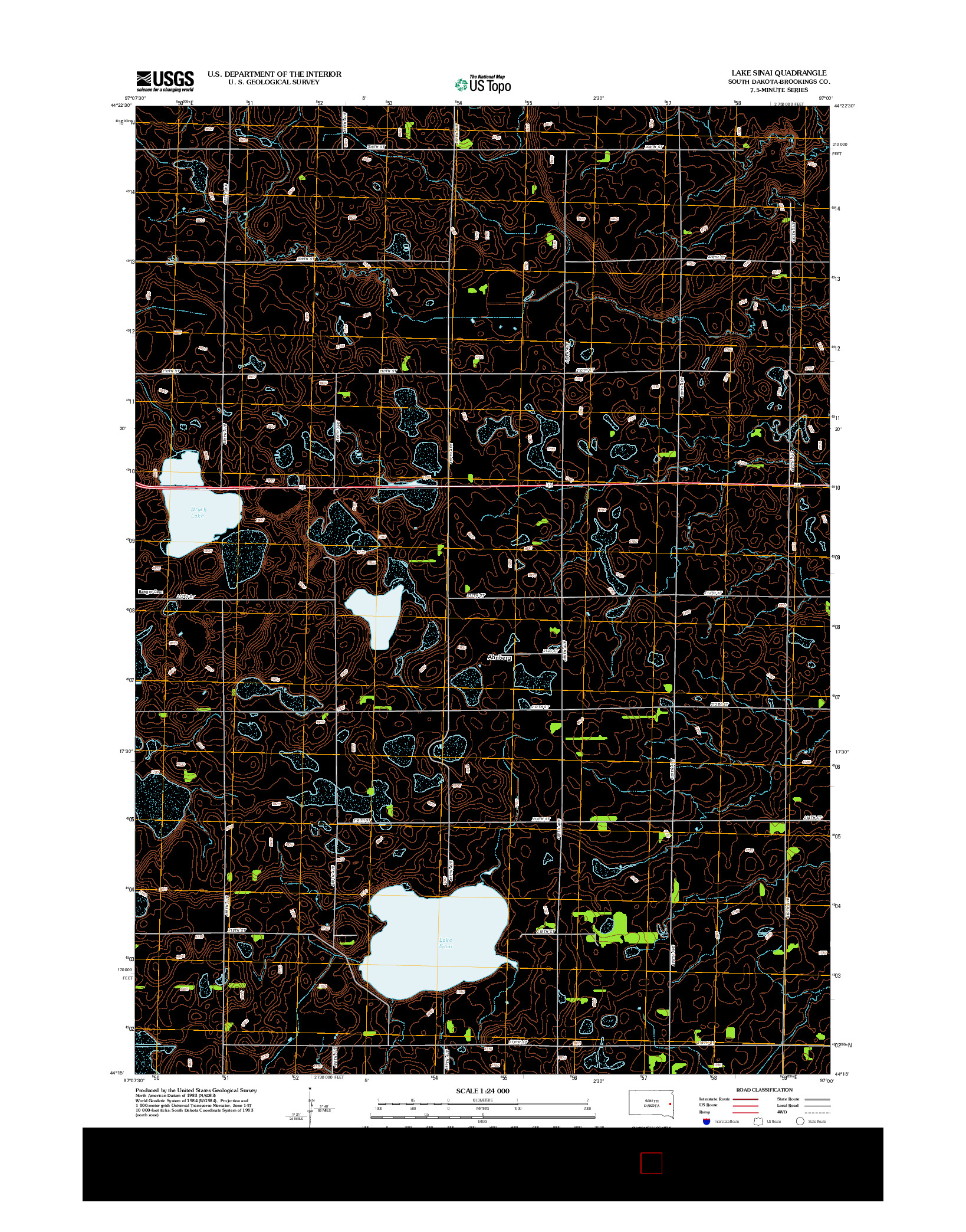 USGS US TOPO 7.5-MINUTE MAP FOR LAKE SINAI, SD 2012