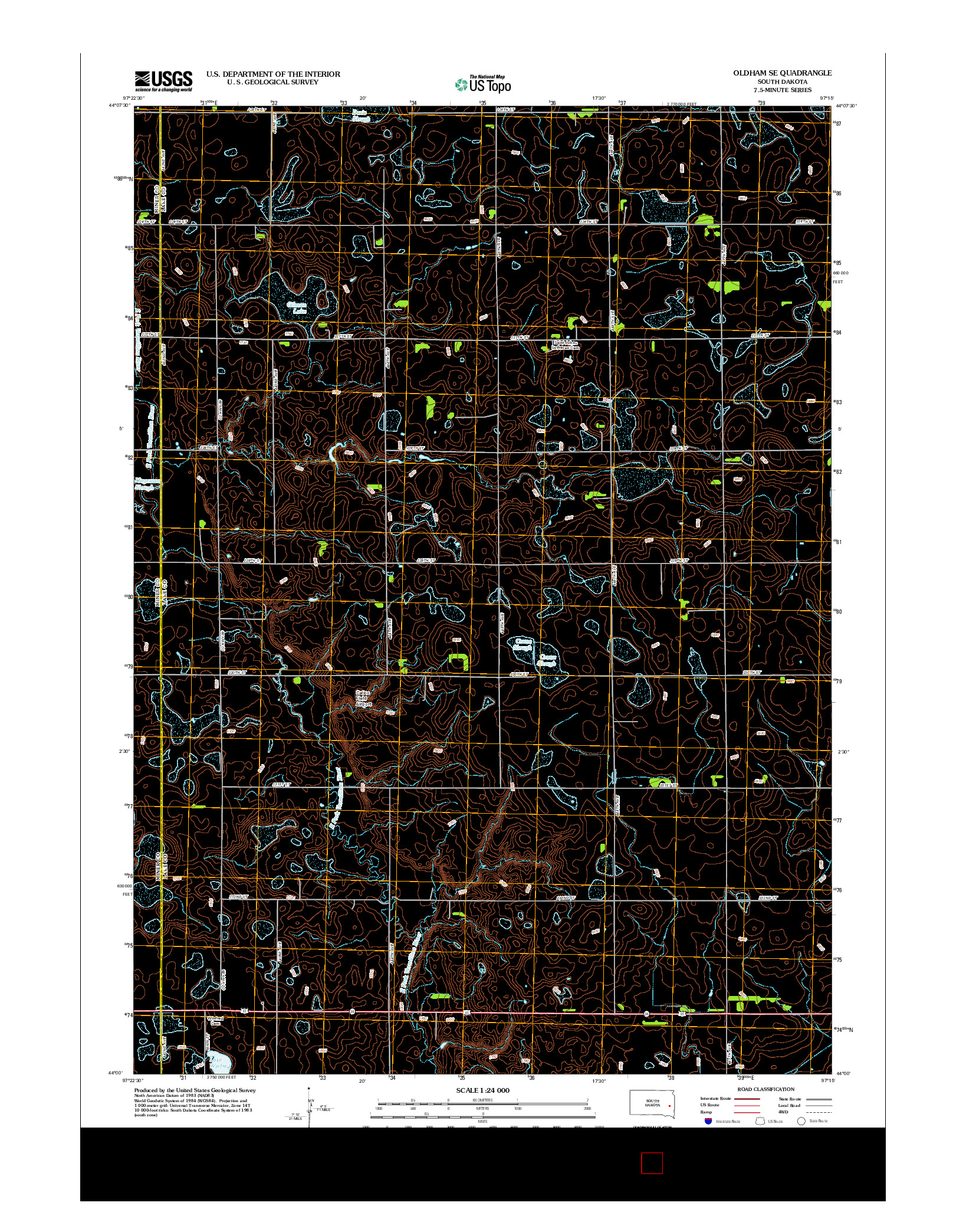 USGS US TOPO 7.5-MINUTE MAP FOR OLDHAM SE, SD 2012