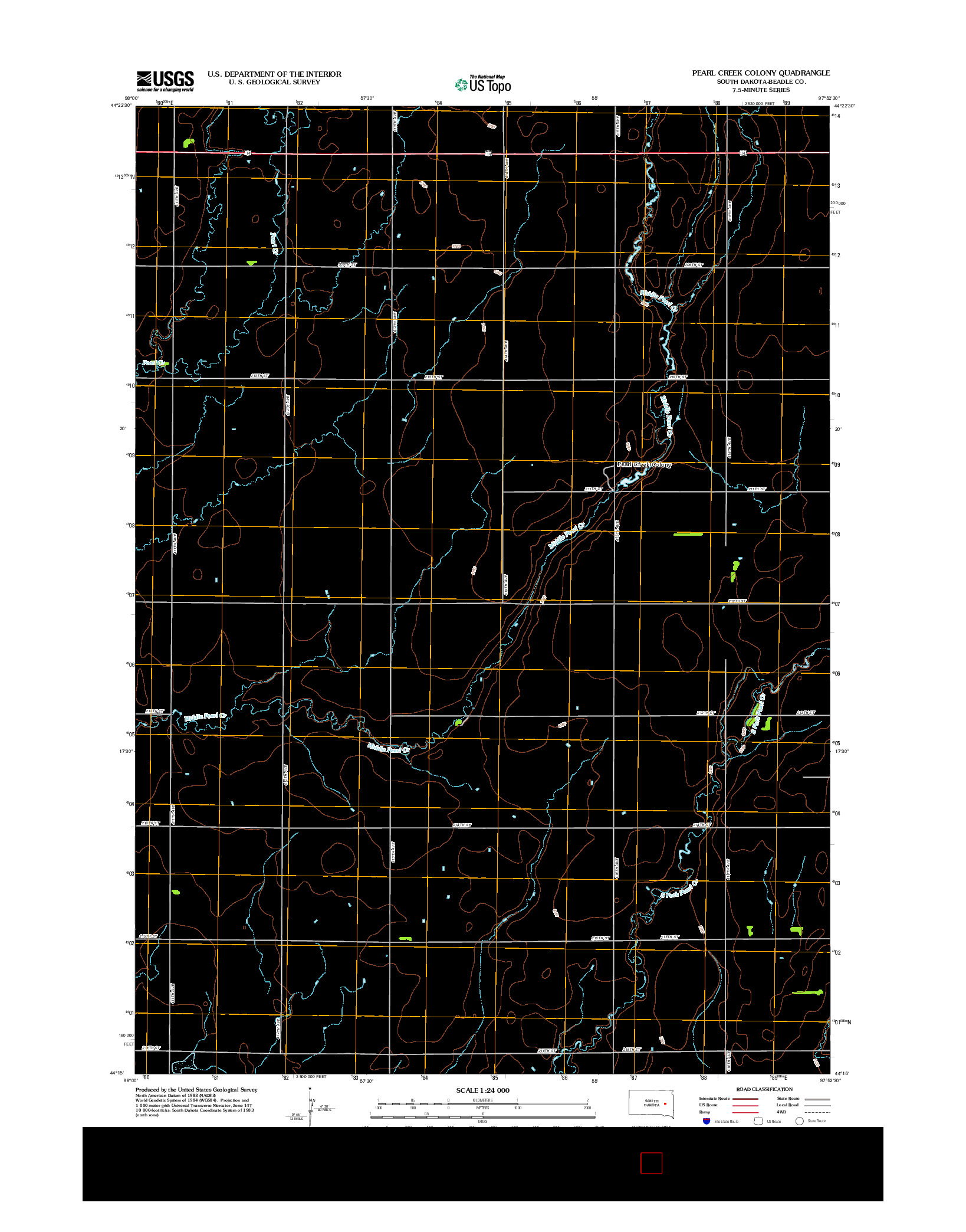 USGS US TOPO 7.5-MINUTE MAP FOR PEARL CREEK COLONY, SD 2012