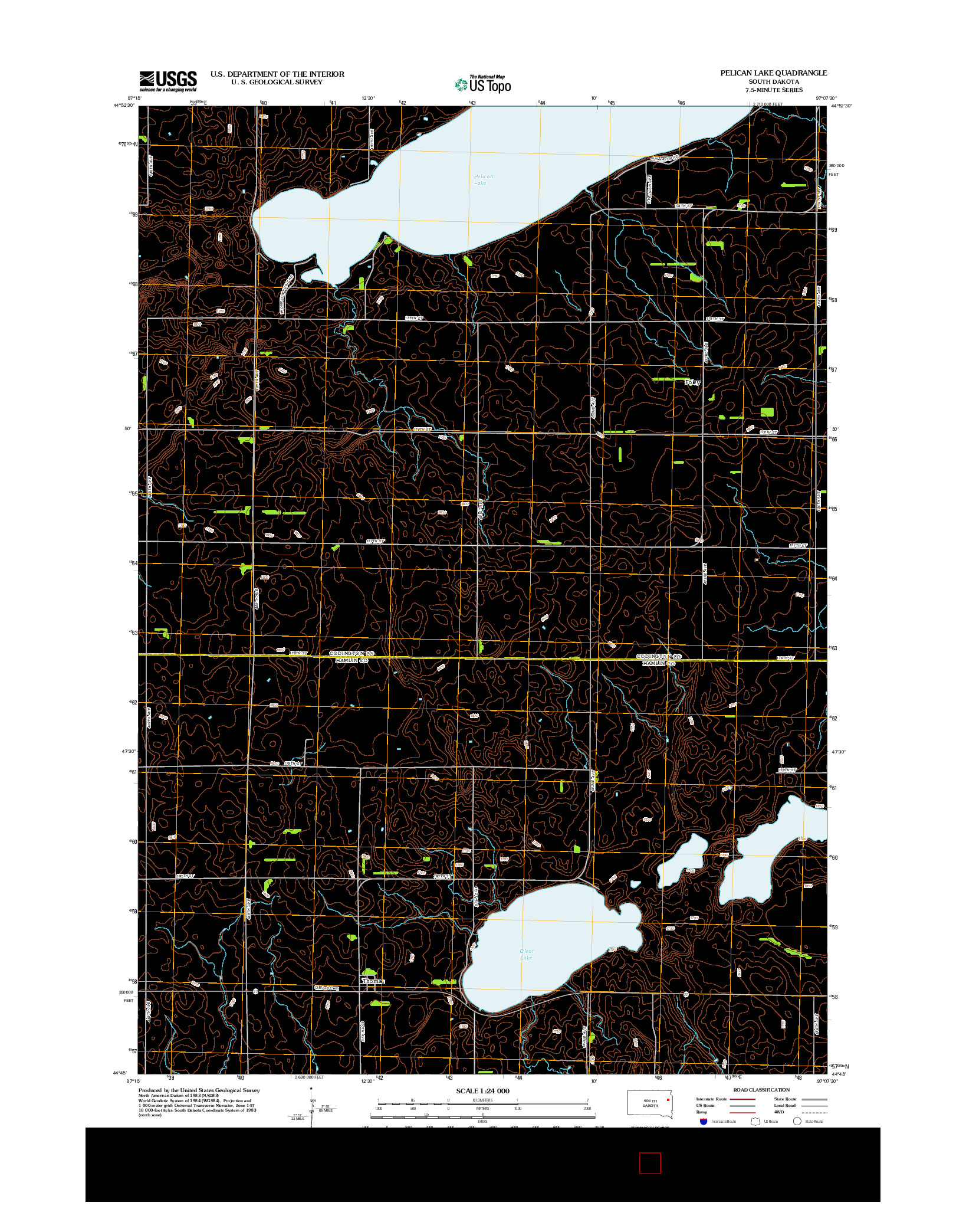 USGS US TOPO 7.5-MINUTE MAP FOR PELICAN LAKE, SD 2012