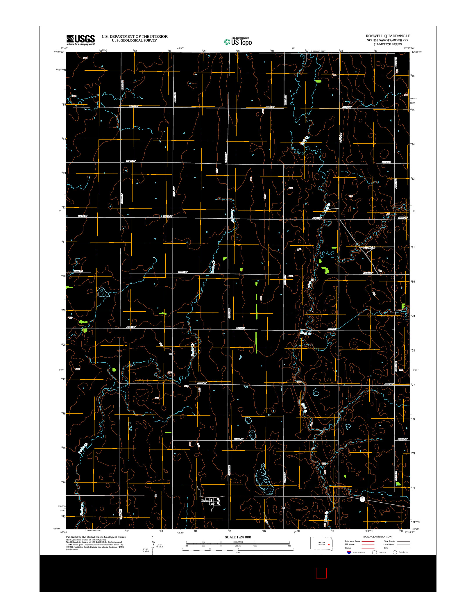 USGS US TOPO 7.5-MINUTE MAP FOR ROSWELL, SD 2012