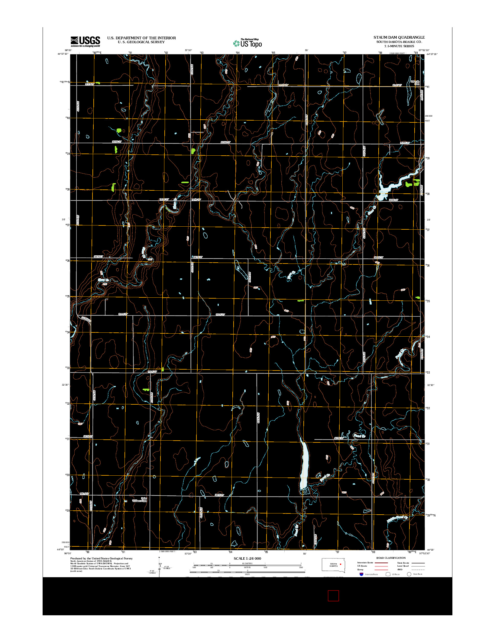 USGS US TOPO 7.5-MINUTE MAP FOR STAUM DAM, SD 2012