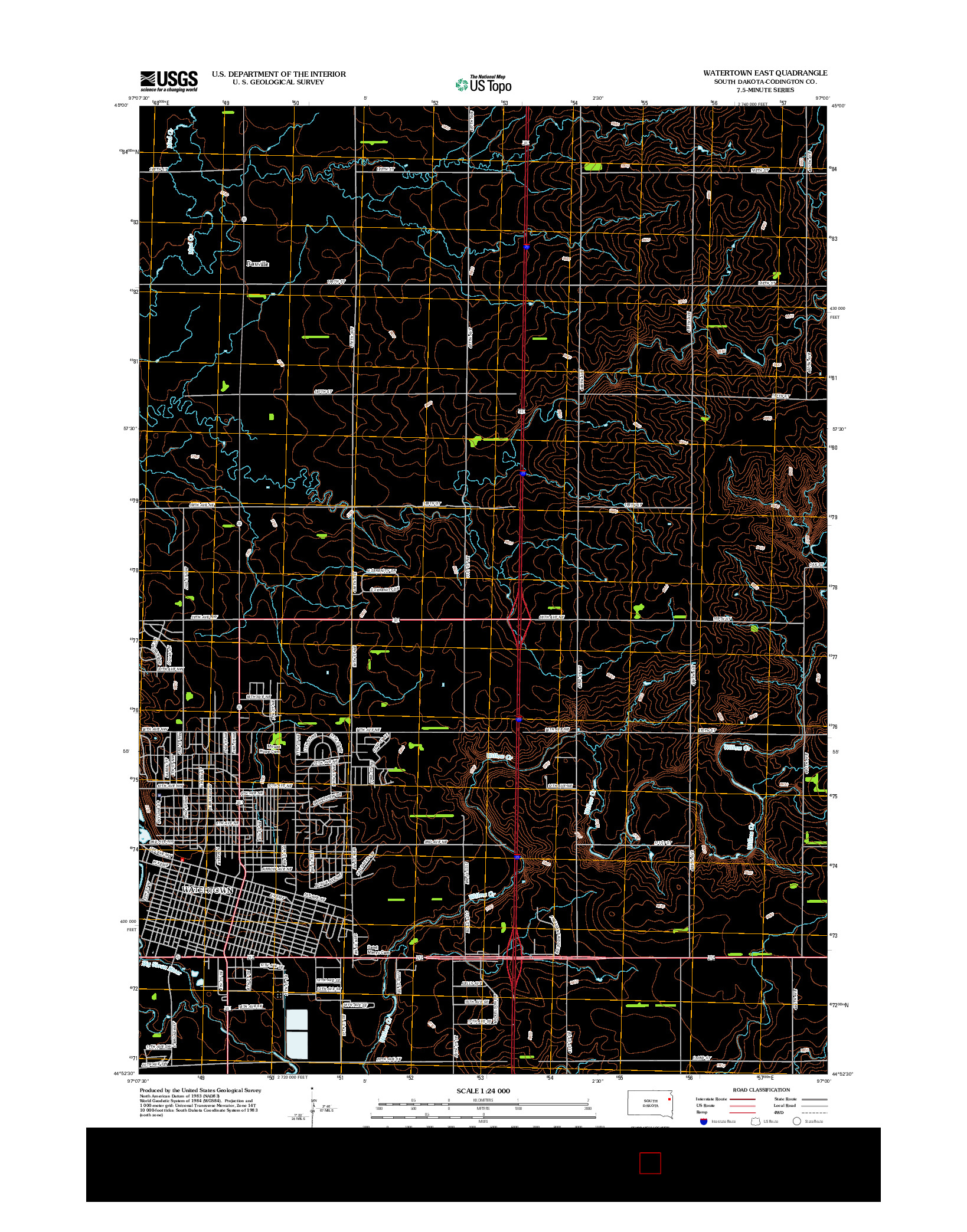 USGS US TOPO 7.5-MINUTE MAP FOR WATERTOWN EAST, SD 2012