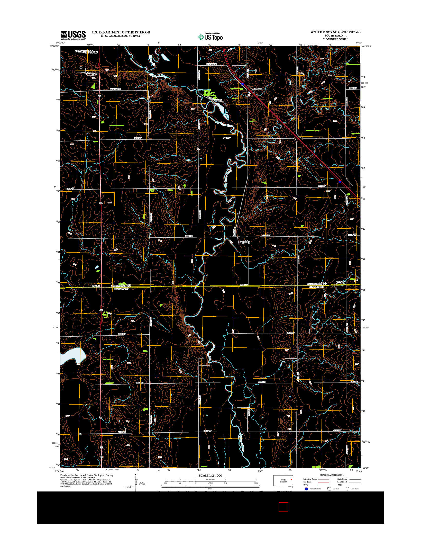 USGS US TOPO 7.5-MINUTE MAP FOR WATERTOWN SE, SD 2012
