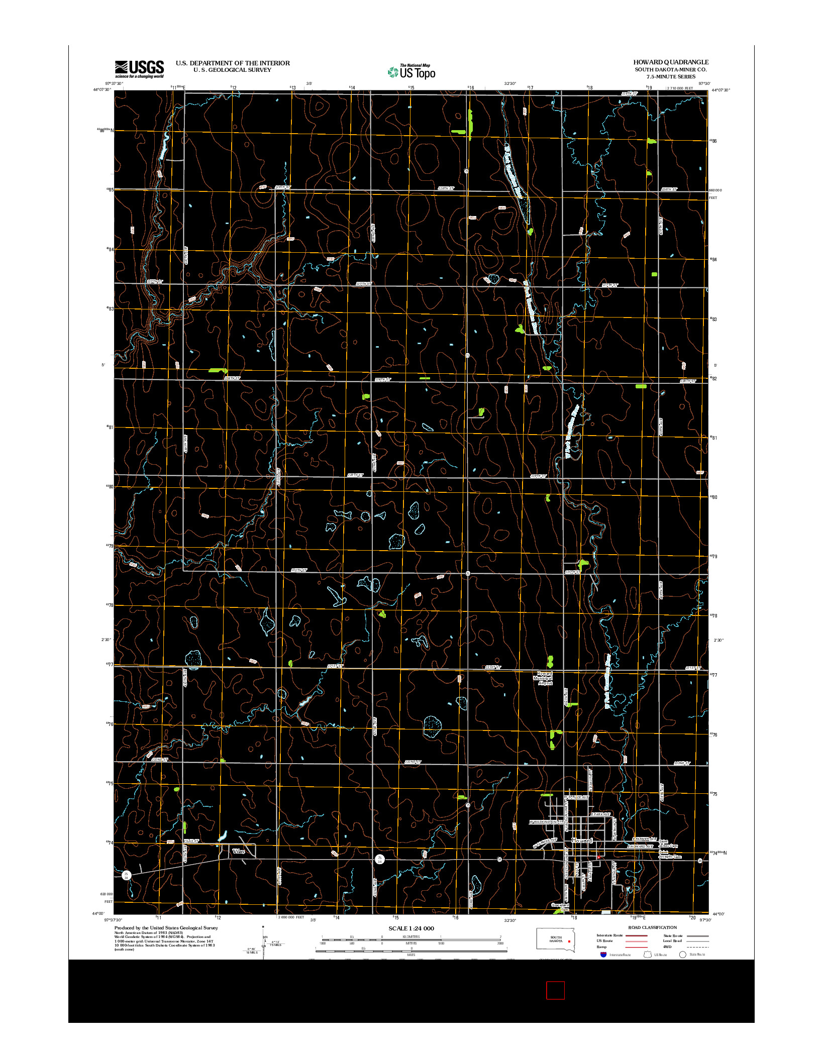 USGS US TOPO 7.5-MINUTE MAP FOR HOWARD, SD 2012