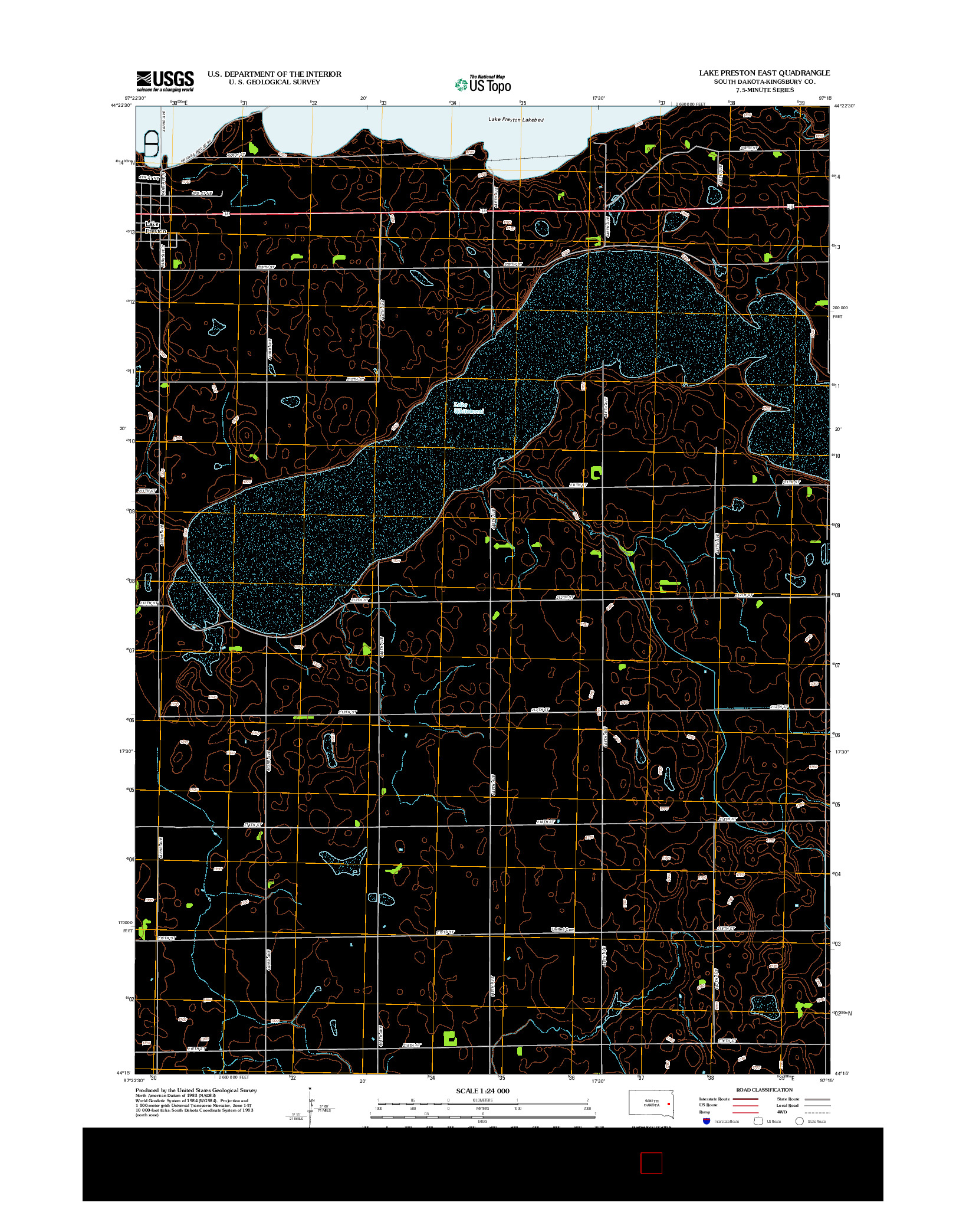 USGS US TOPO 7.5-MINUTE MAP FOR LAKE PRESTON EAST, SD 2012