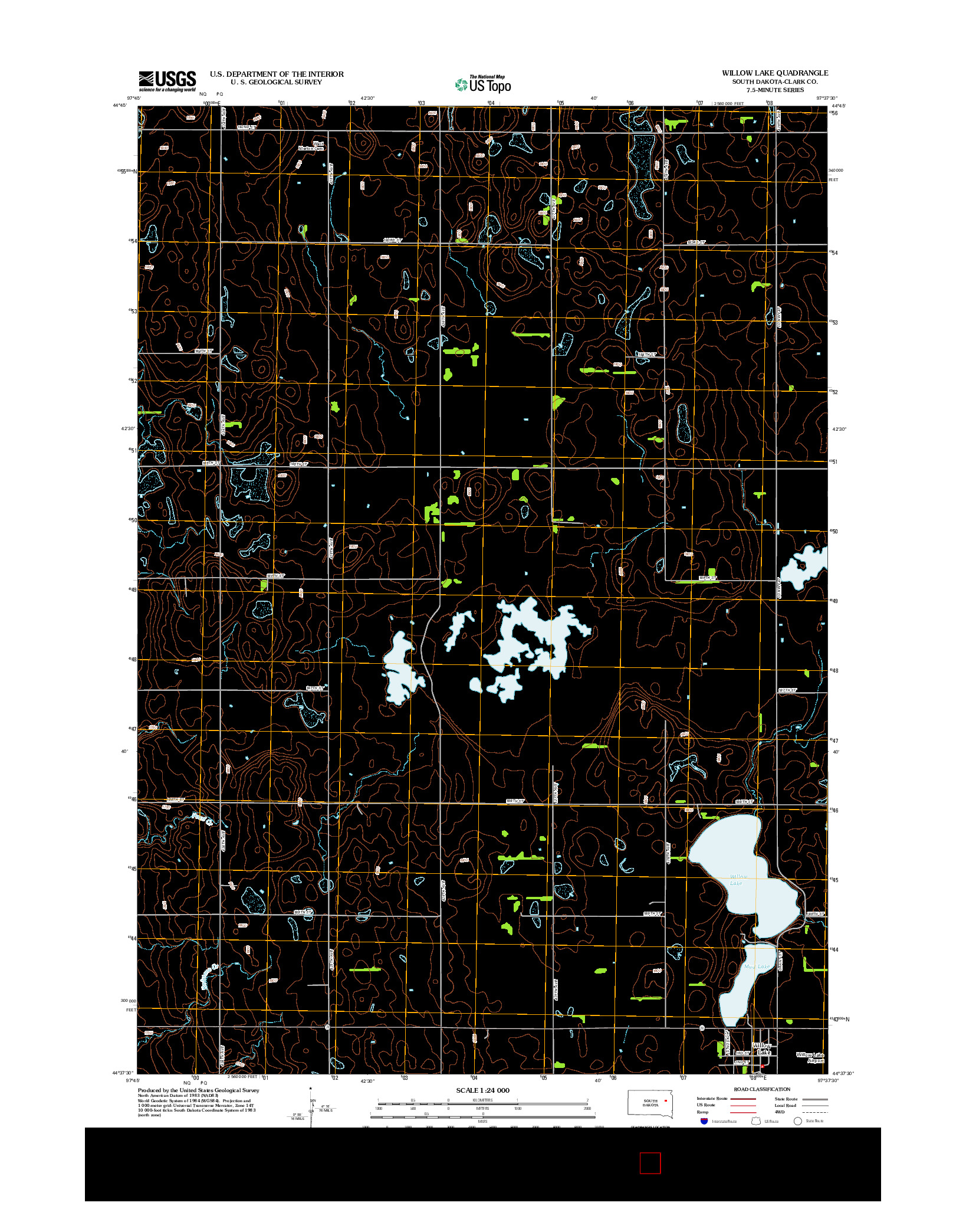 USGS US TOPO 7.5-MINUTE MAP FOR WILLOW LAKE, SD 2012