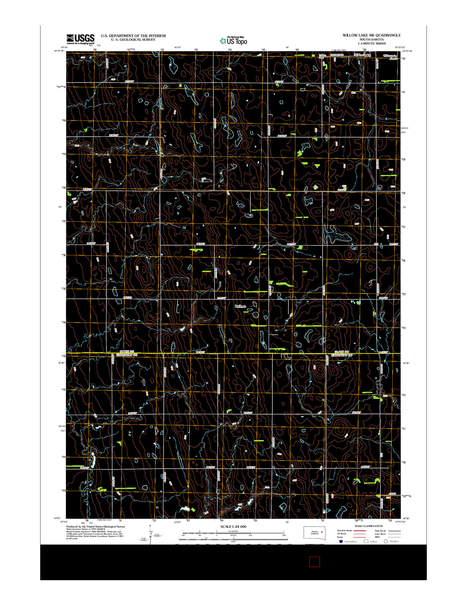 USGS US TOPO 7.5-MINUTE MAP FOR WILLOW LAKE SW, SD 2012