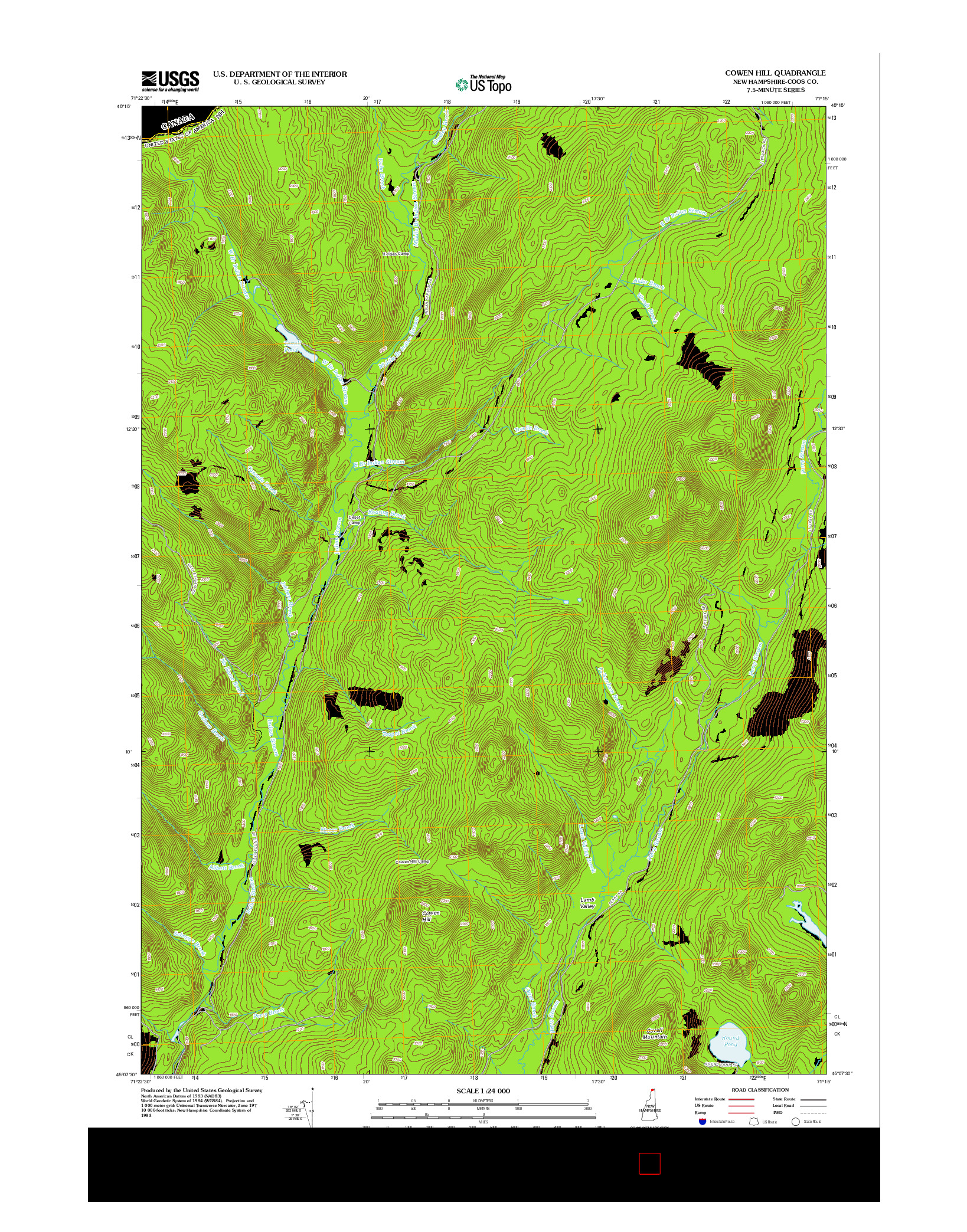 USGS US TOPO 7.5-MINUTE MAP FOR COWEN HILL, NH 2012