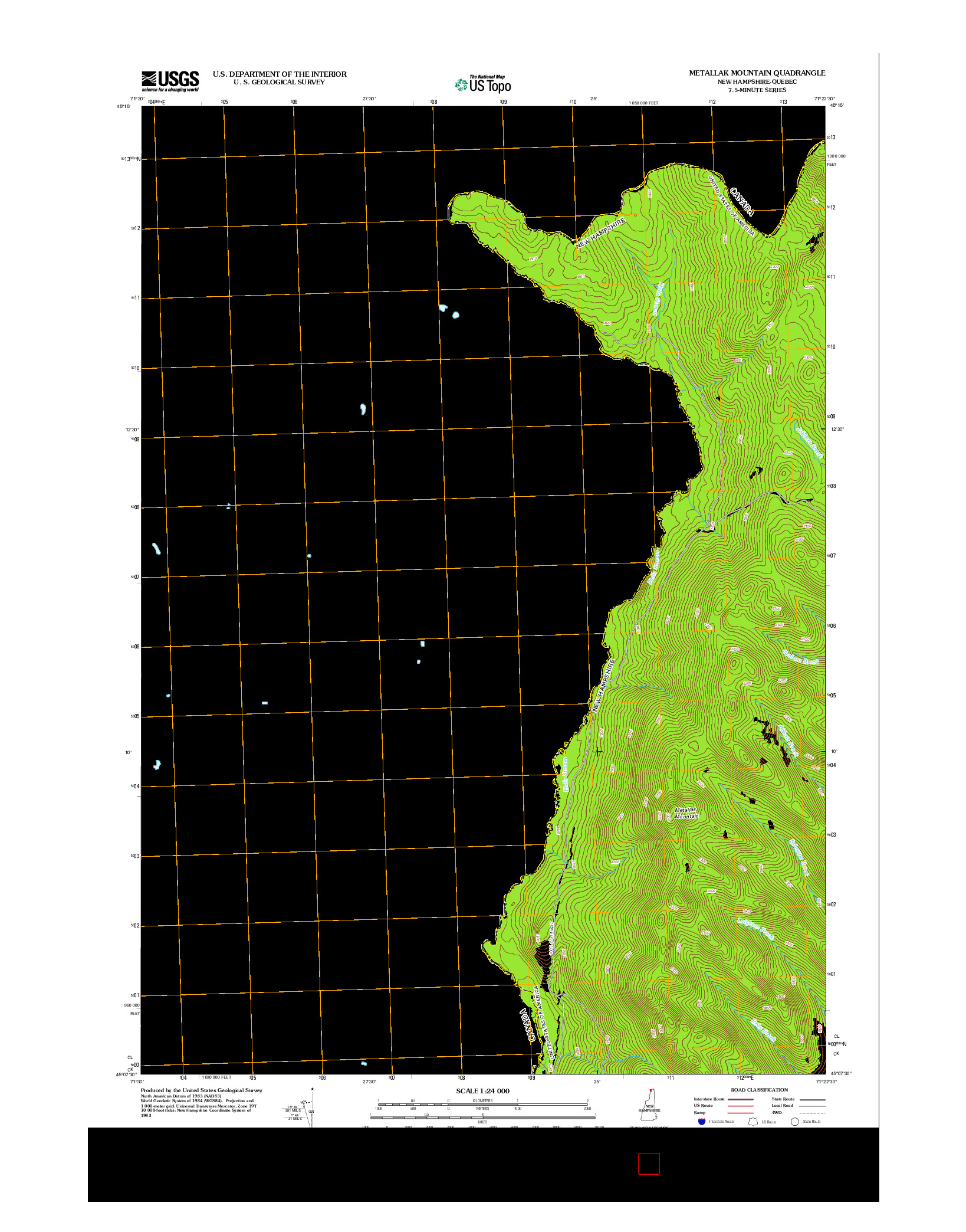 USGS US TOPO 7.5-MINUTE MAP FOR METALLAK MOUNTAIN, NH-QC 2012