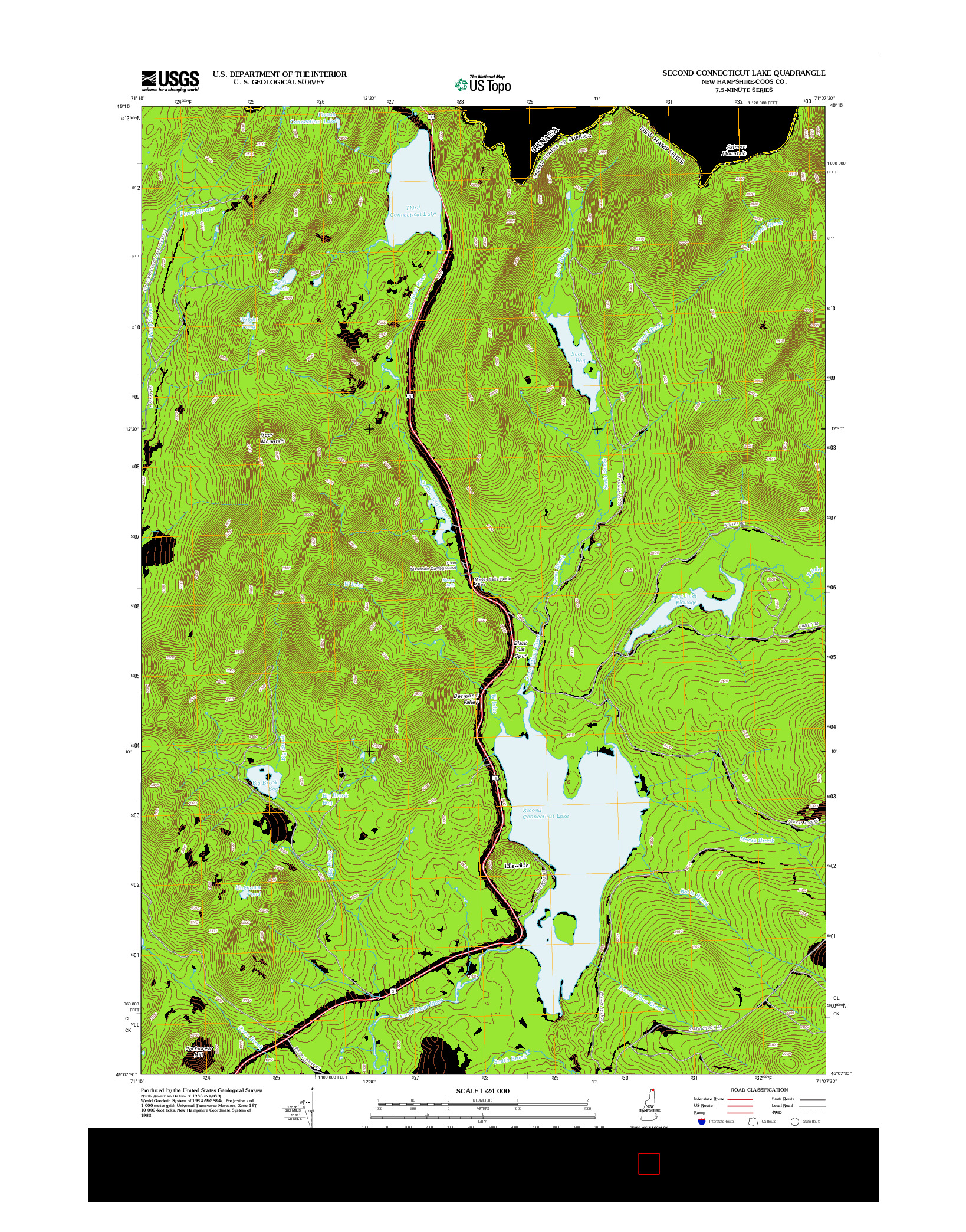 USGS US TOPO 7.5-MINUTE MAP FOR SECOND CONNECTICUT LAKE, NH 2012