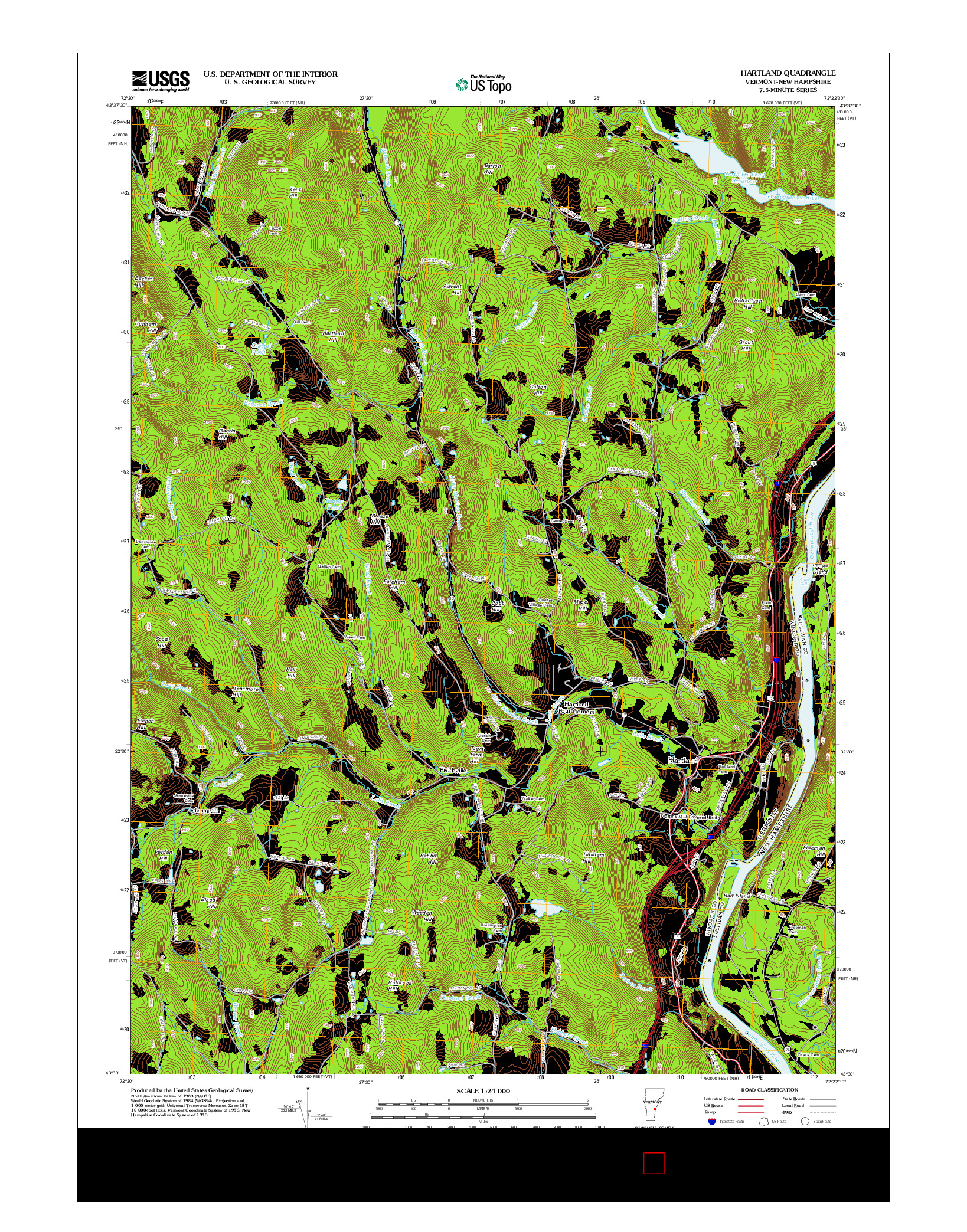 USGS US TOPO 7.5-MINUTE MAP FOR HARTLAND, VT-NH 2012