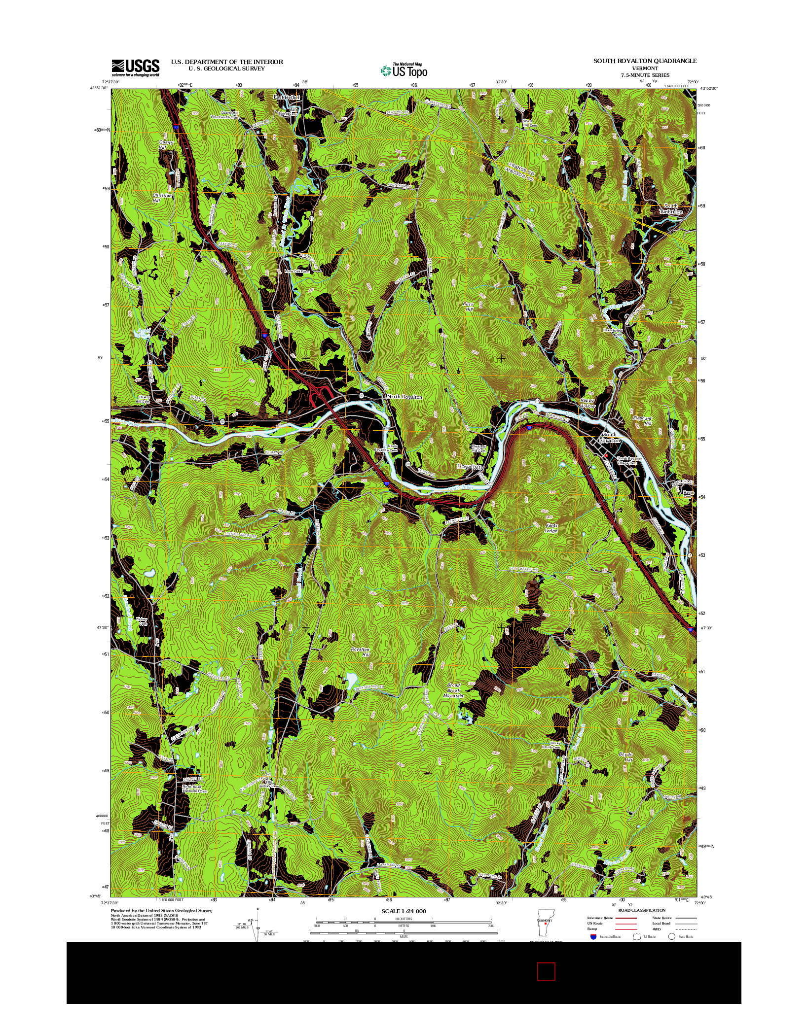 USGS US TOPO 7.5-MINUTE MAP FOR SOUTH ROYALTON, VT 2012