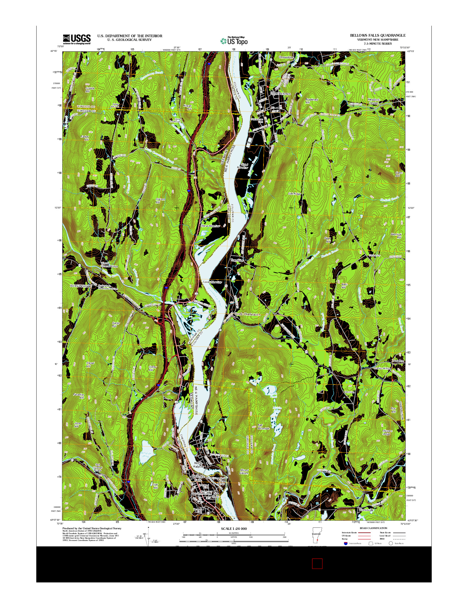 USGS US TOPO 7.5-MINUTE MAP FOR BELLOWS FALLS, VT-NH 2012