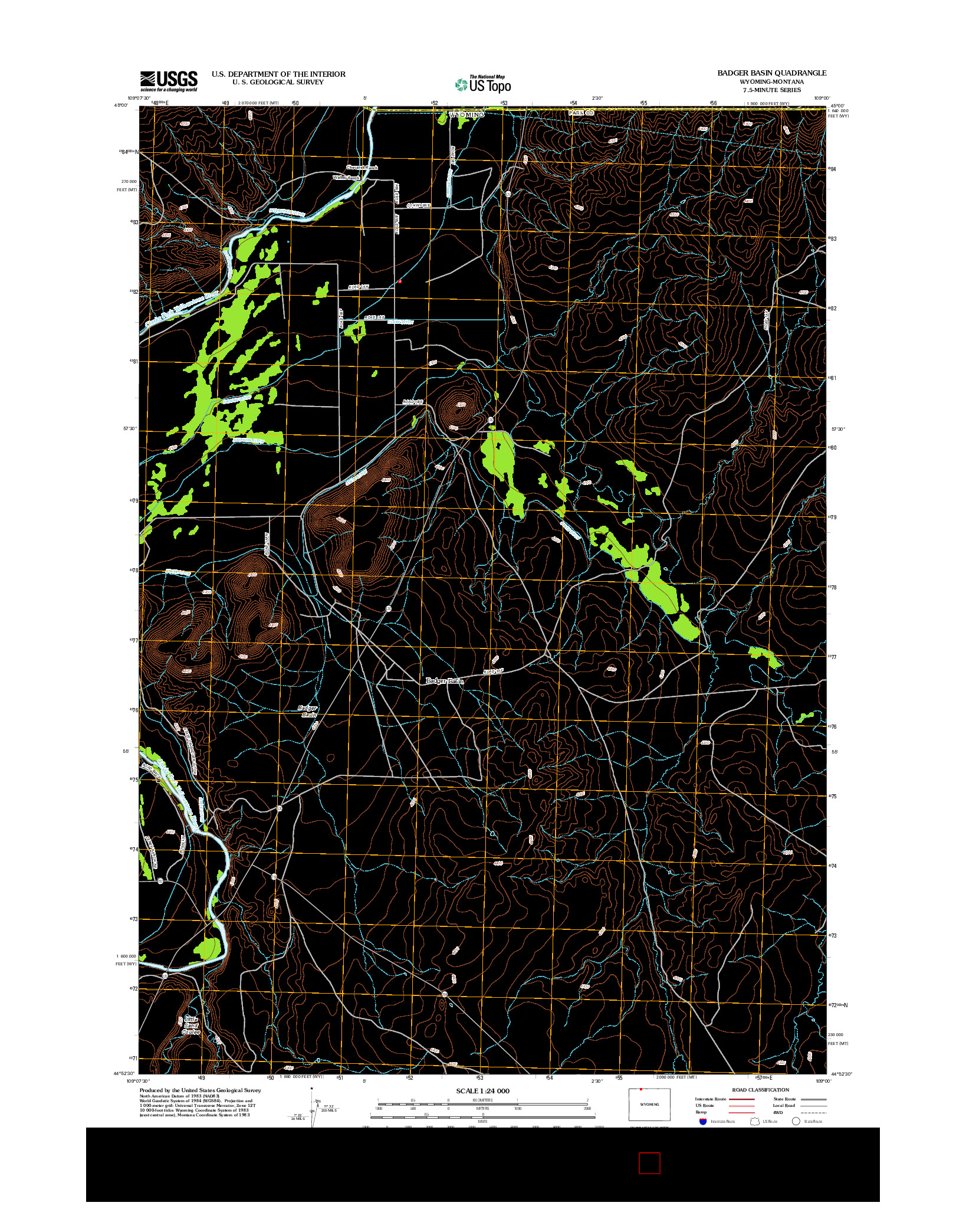 USGS US TOPO 7.5-MINUTE MAP FOR BADGER BASIN, WY-MT 2012