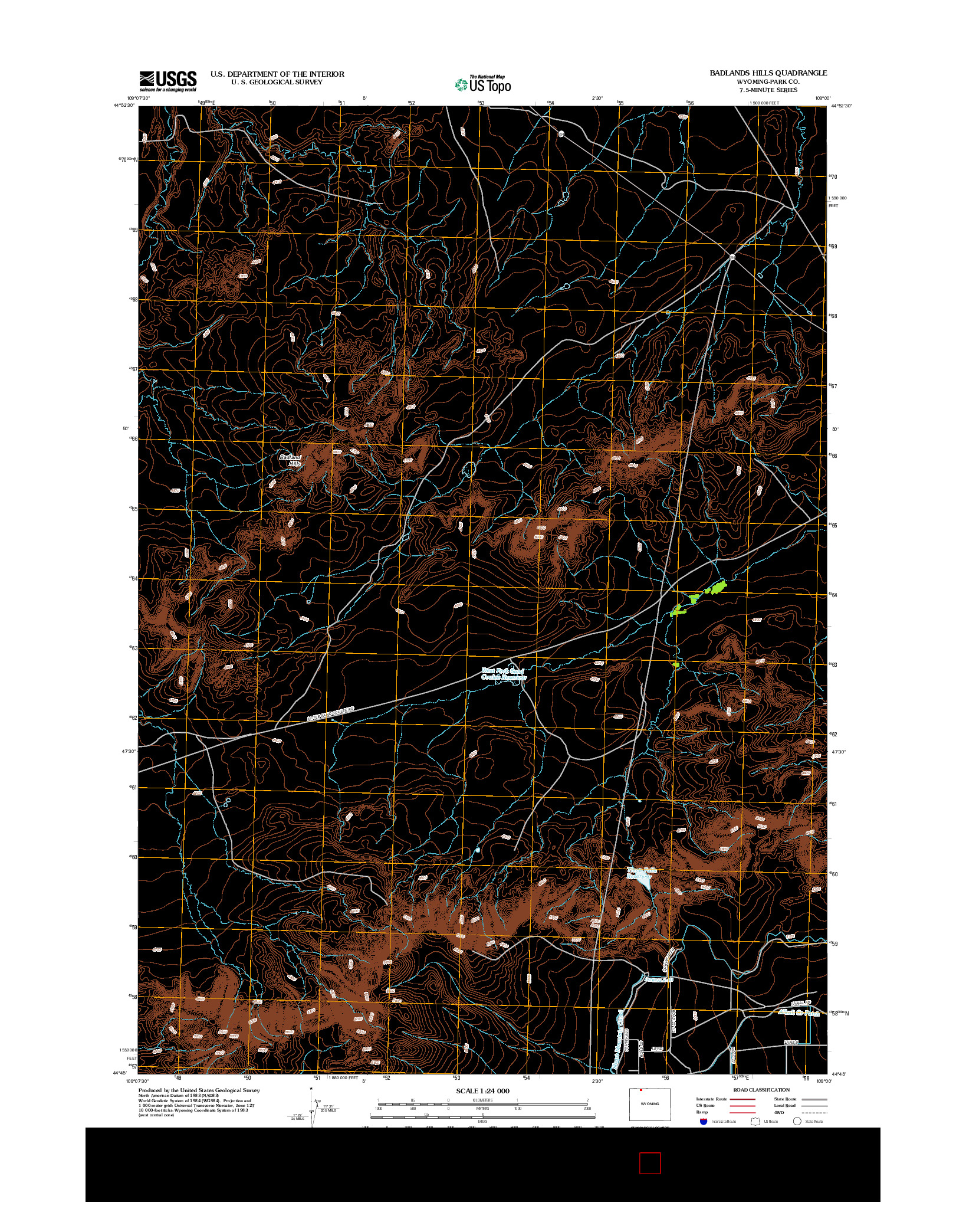 USGS US TOPO 7.5-MINUTE MAP FOR BADLANDS HILLS, WY 2012