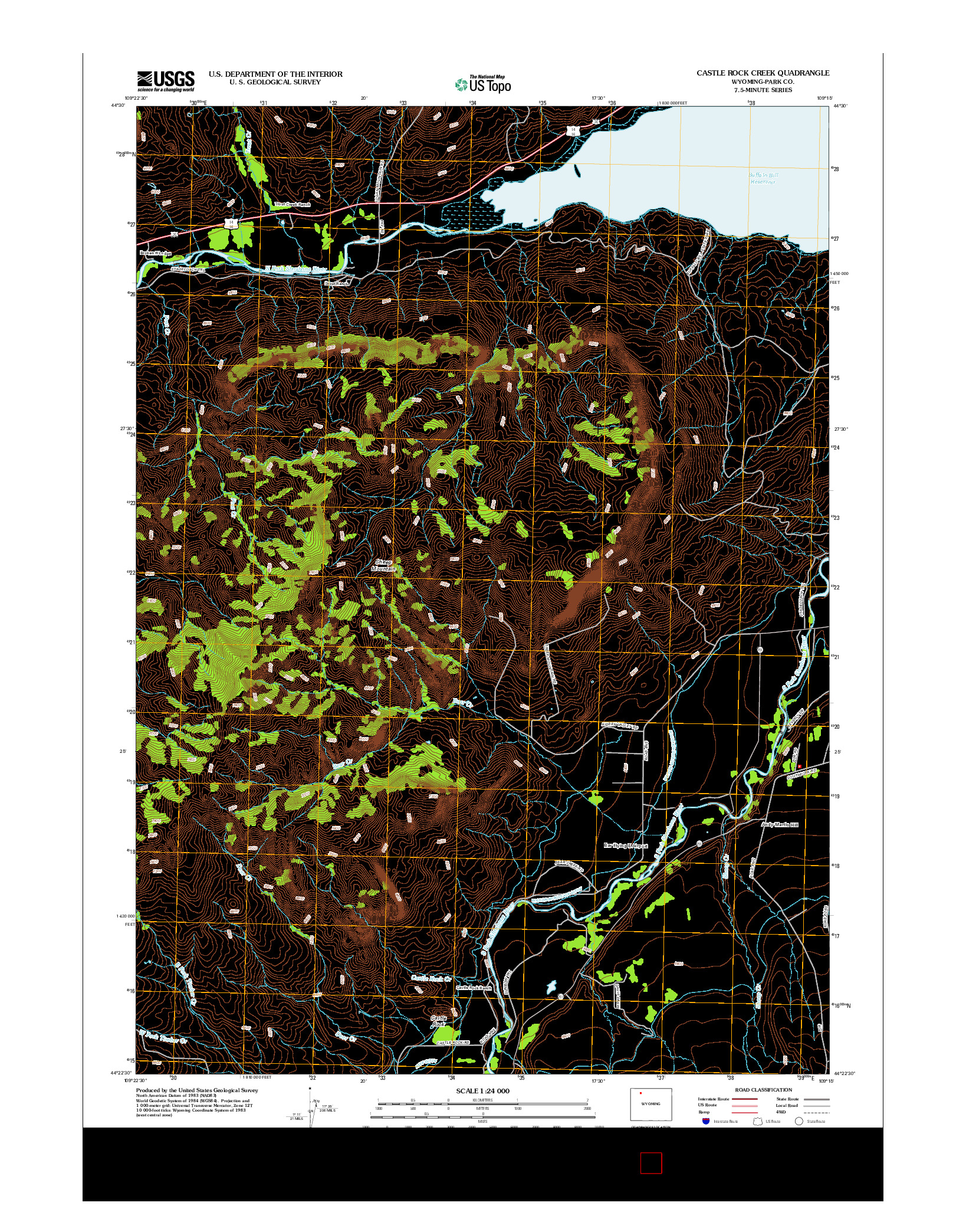 USGS US TOPO 7.5-MINUTE MAP FOR CASTLE ROCK CREEK, WY 2012