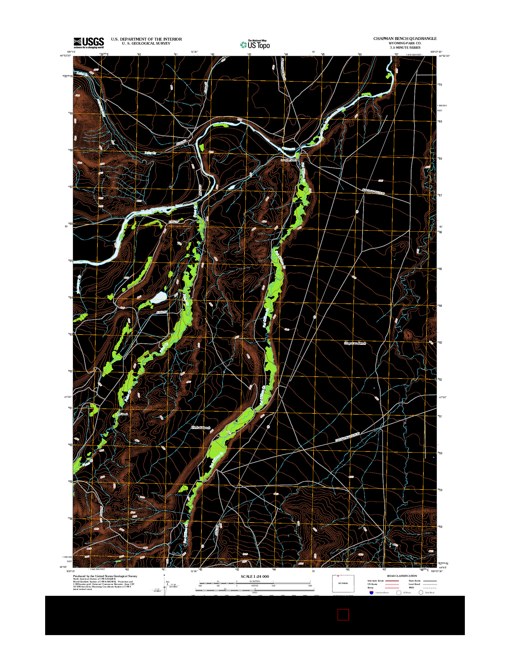 USGS US TOPO 7.5-MINUTE MAP FOR CHAPMAN BENCH, WY 2012