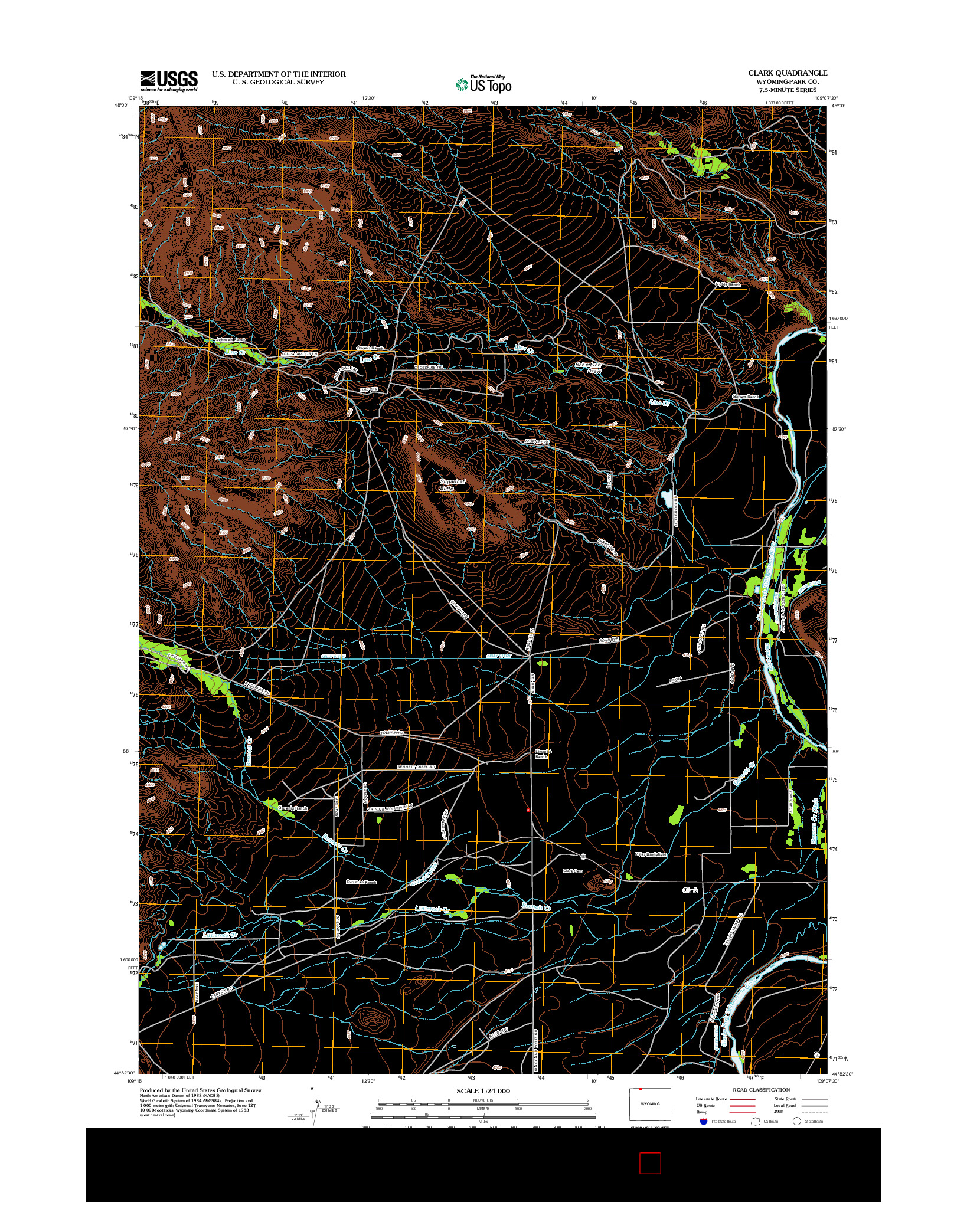 USGS US TOPO 7.5-MINUTE MAP FOR CLARK, WY 2012