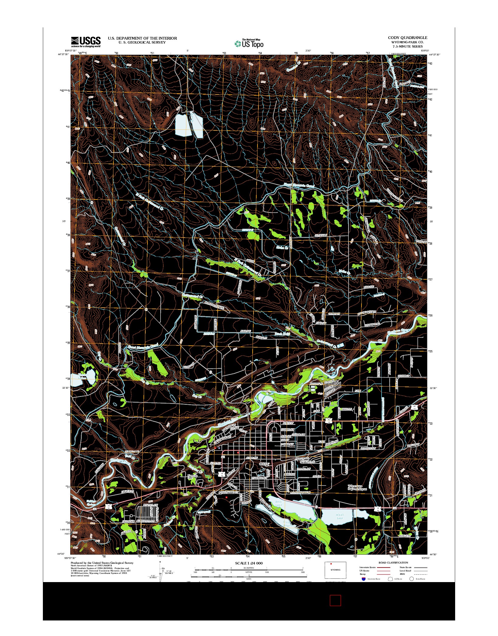 USGS US TOPO 7.5-MINUTE MAP FOR CODY, WY 2012