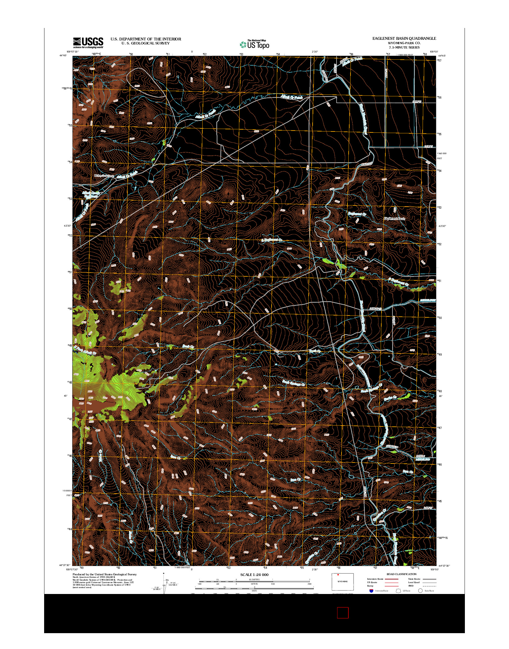 USGS US TOPO 7.5-MINUTE MAP FOR EAGLENEST BASIN, WY 2012