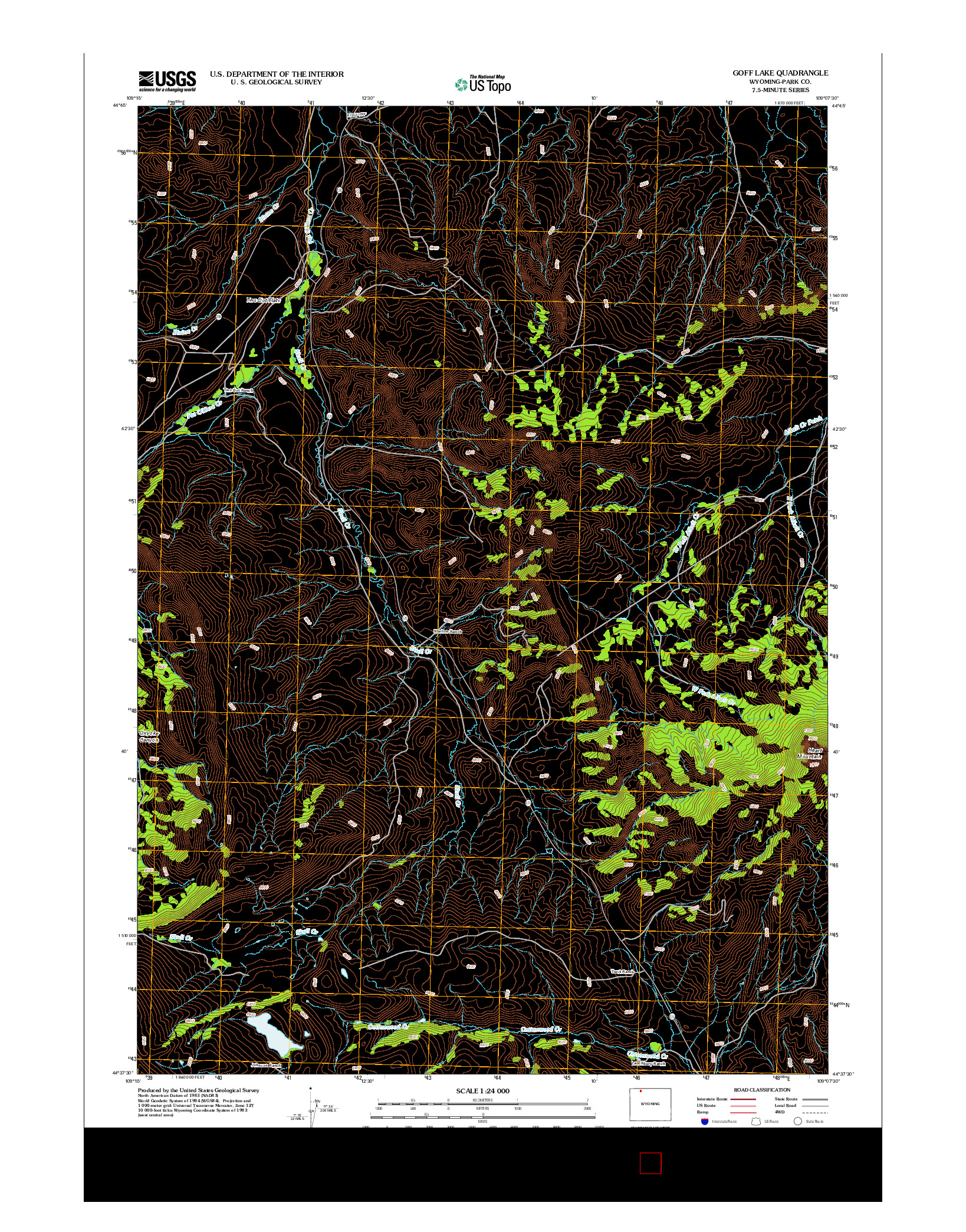 USGS US TOPO 7.5-MINUTE MAP FOR GOFF LAKE, WY 2012