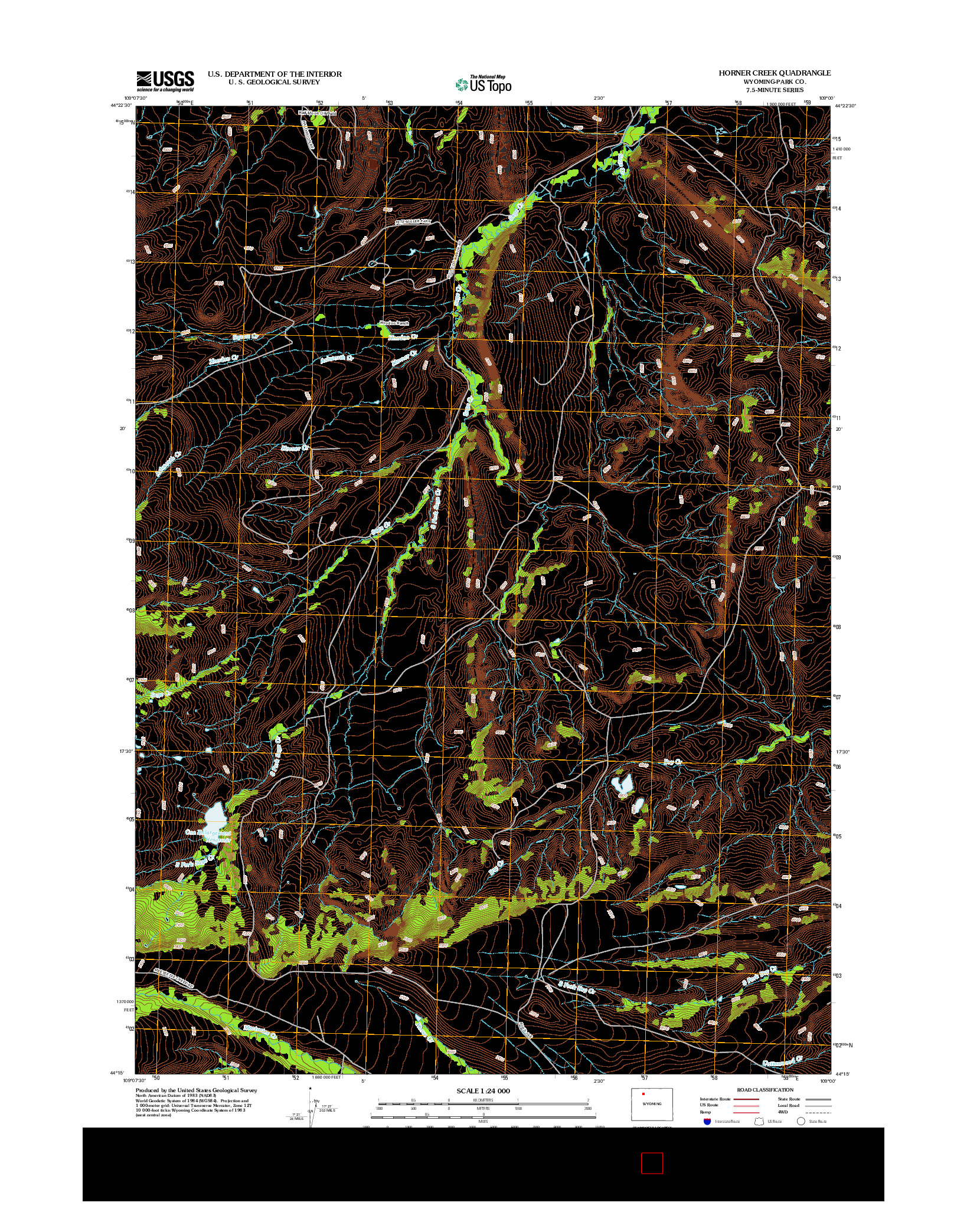 USGS US TOPO 7.5-MINUTE MAP FOR HORNER CREEK, WY 2012