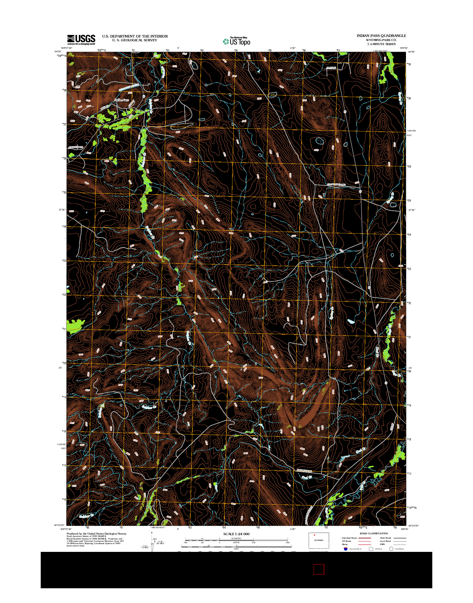 USGS US TOPO 7.5-MINUTE MAP FOR INDIAN PASS, WY 2012